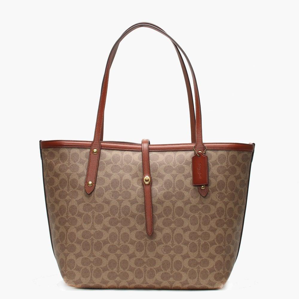 Lyst - Coach Market Tan Rust Signature Canvas Tote Bag in Brown