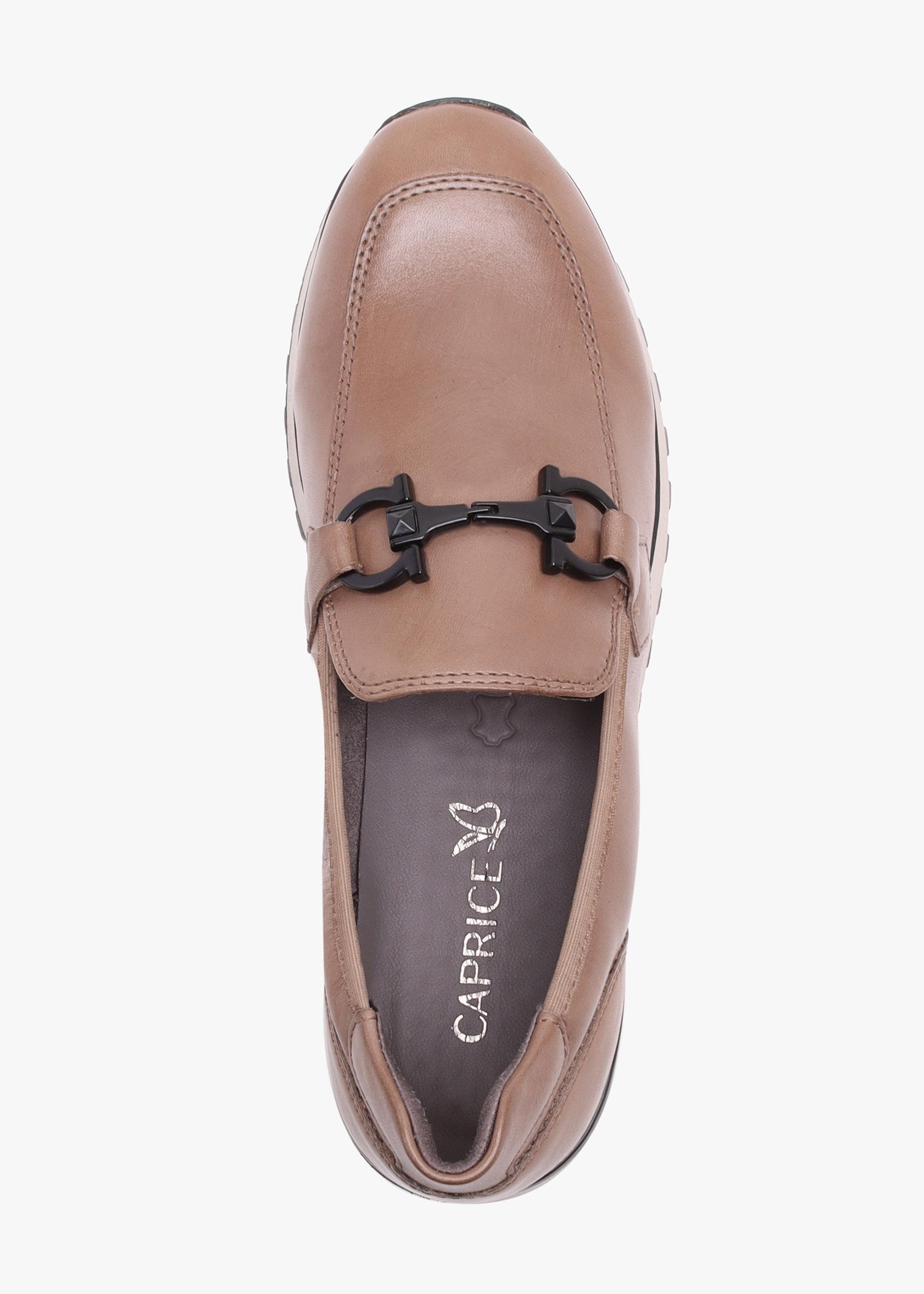 Caprice Blythe Taupe Leather Low Wedge Loafers in Pink Lyst UK