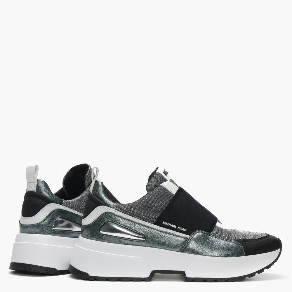 michael kors silver slip on sneakers