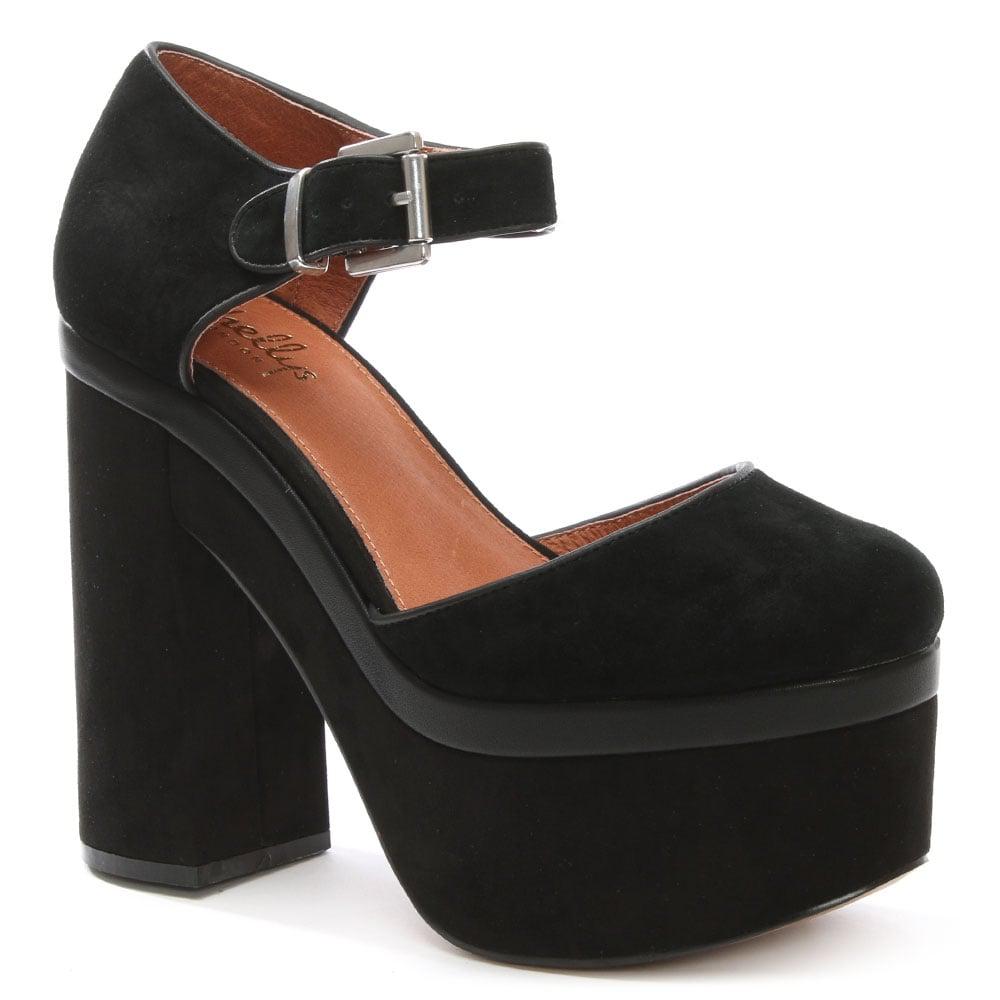 Shellys London Fulham Black Suede Chunky Platform Shoes - Lyst