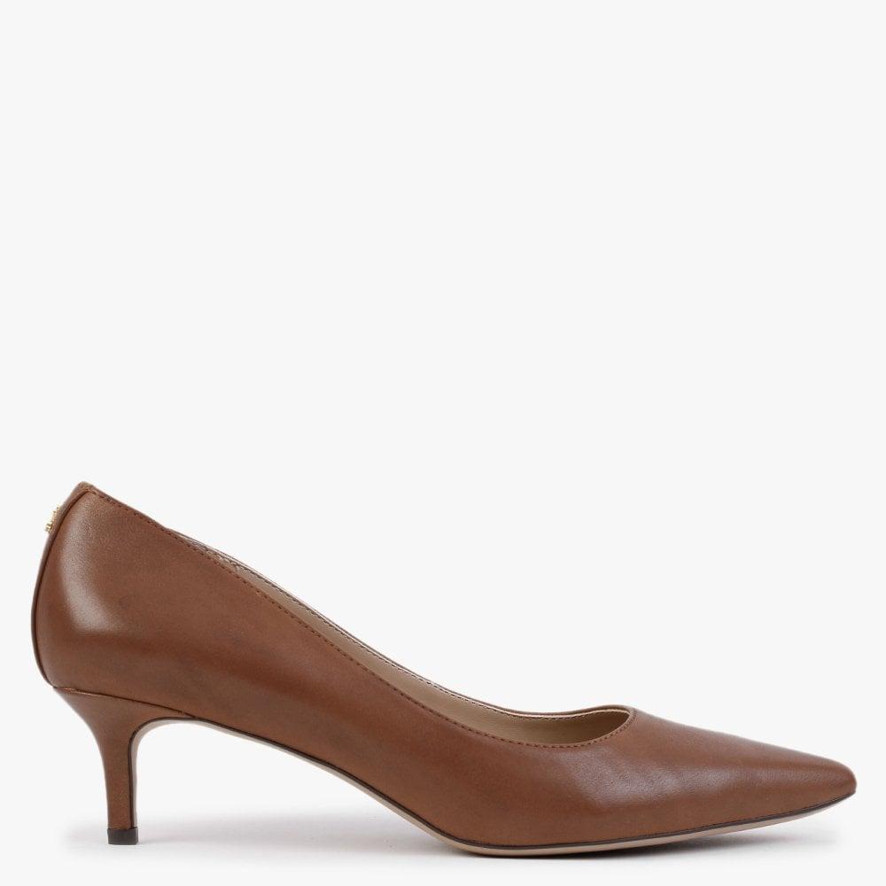 Lauren by Ralph Lauren Adrienne Polo Tan Leather Kitten Heel Court Shoes in  Brown | Lyst