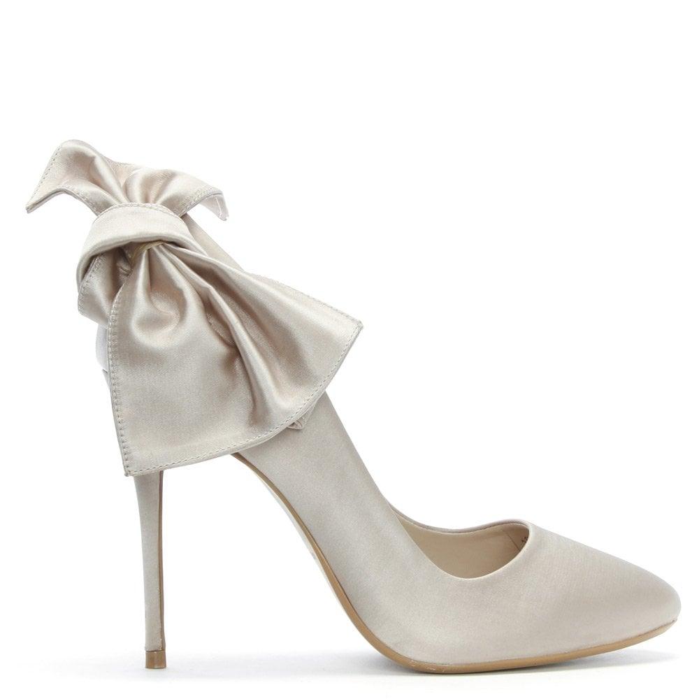 Bronx Mink Satin Bow Court Shoes in 