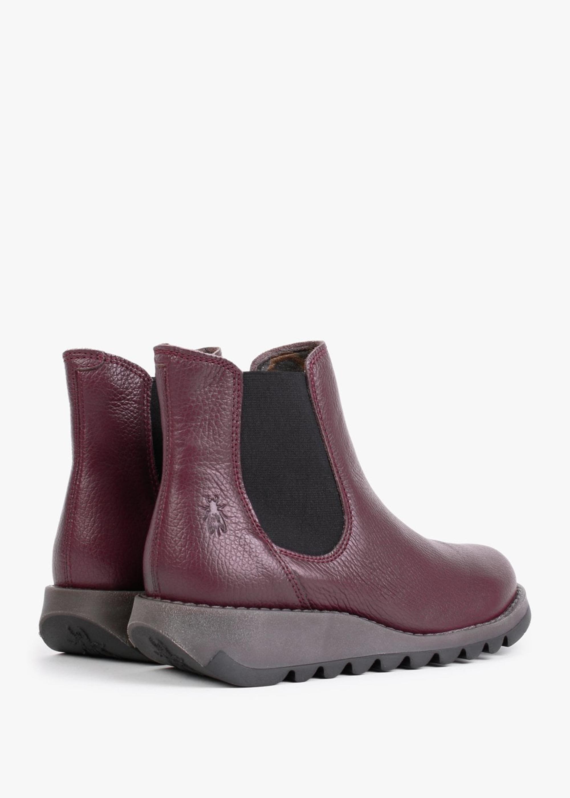 Fly London Salv Burgundy Pebbled Leather Wedge Chelsea Boots in Purple |  Lyst