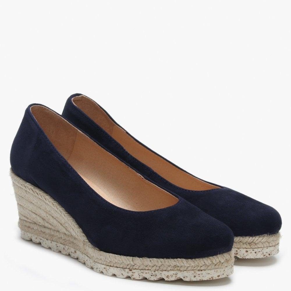 navy wedge shoes