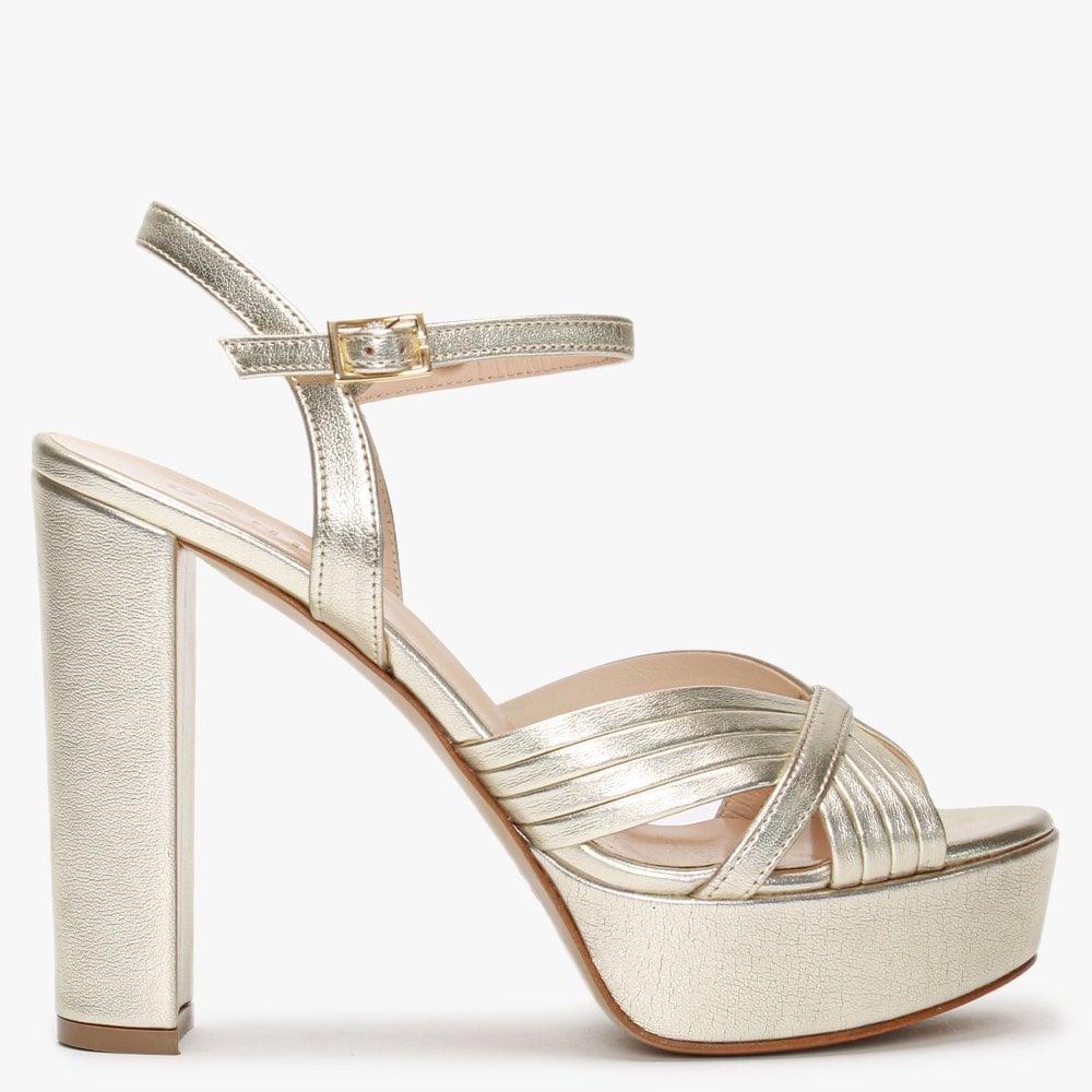 metallic gold platform heels