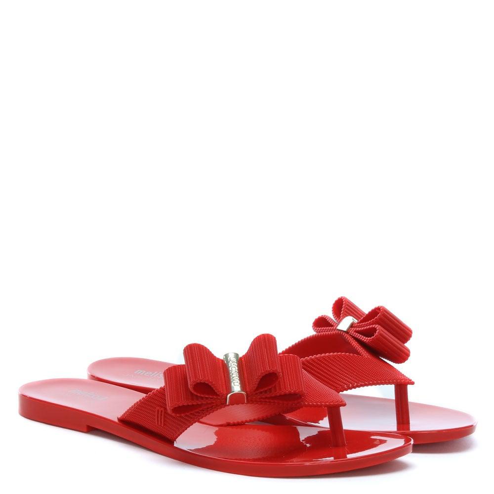 ladies red flip flops