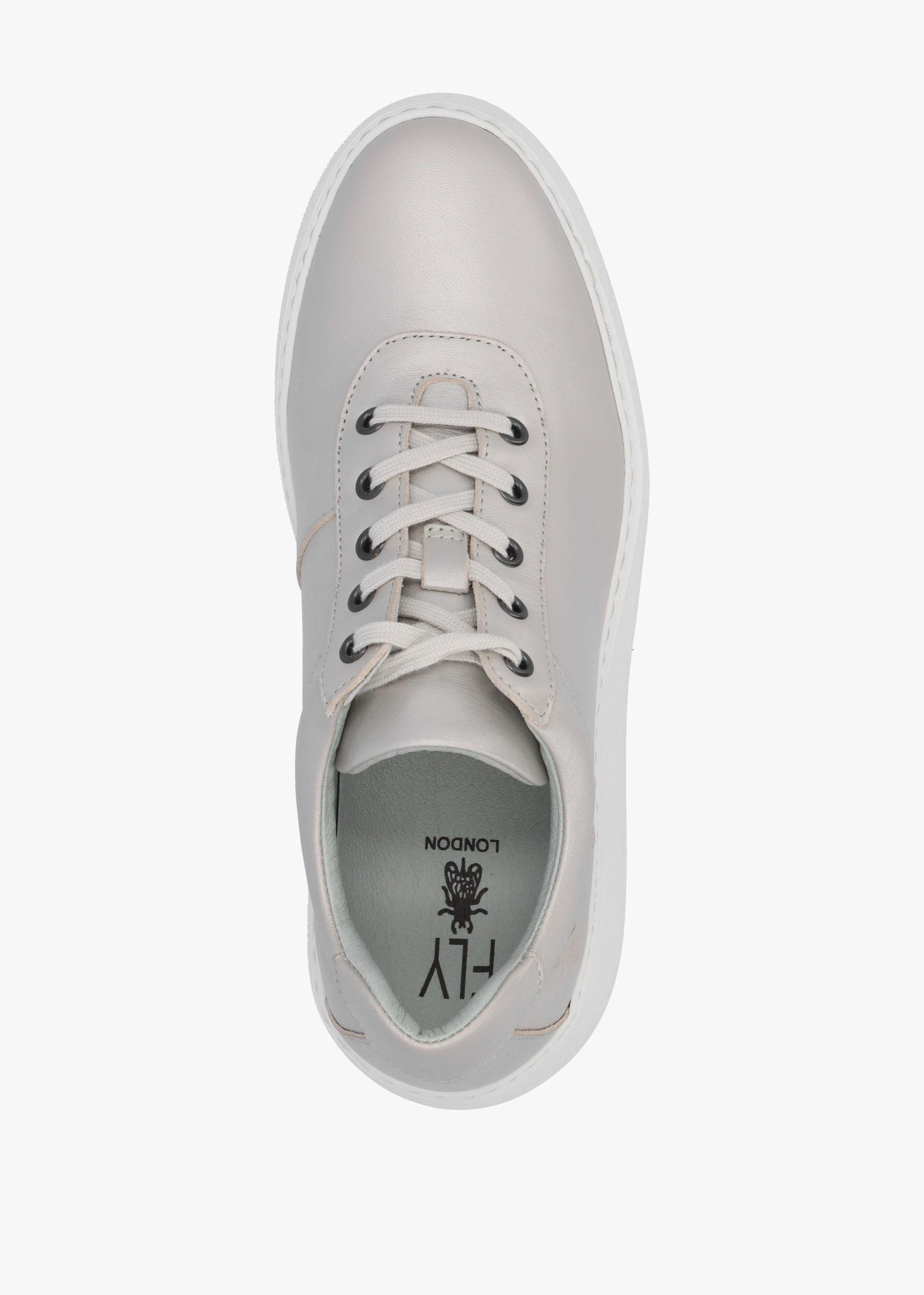 Fly London Dipo Silver Leather Wedge Trainers in White Lyst UK