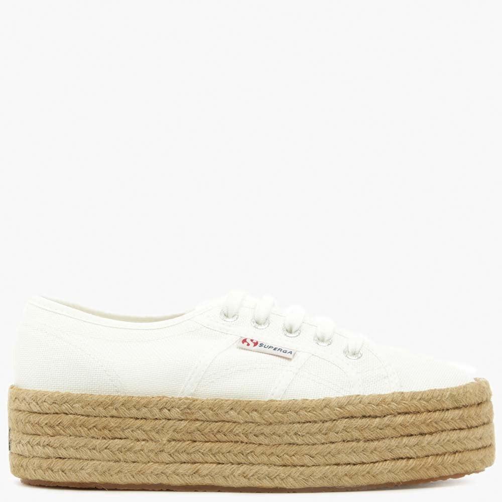 superga 2790 double sole flatform white espadrille trainers