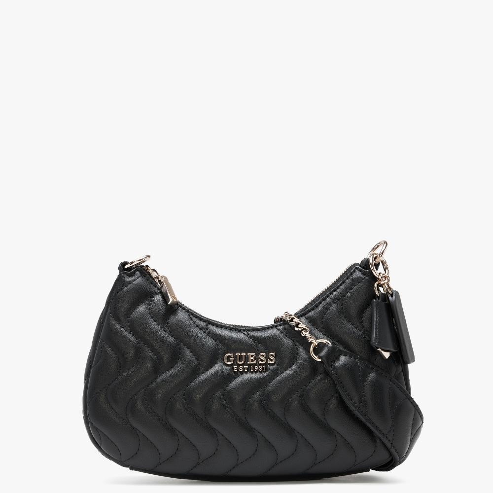 Guess Eco Mai Black Quilted Crossbody Bag Lyst