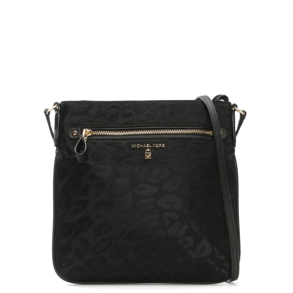 Michael Kors Kelsey Black Nylon Leopard Print Cross-Body Bag | Lyst Canada