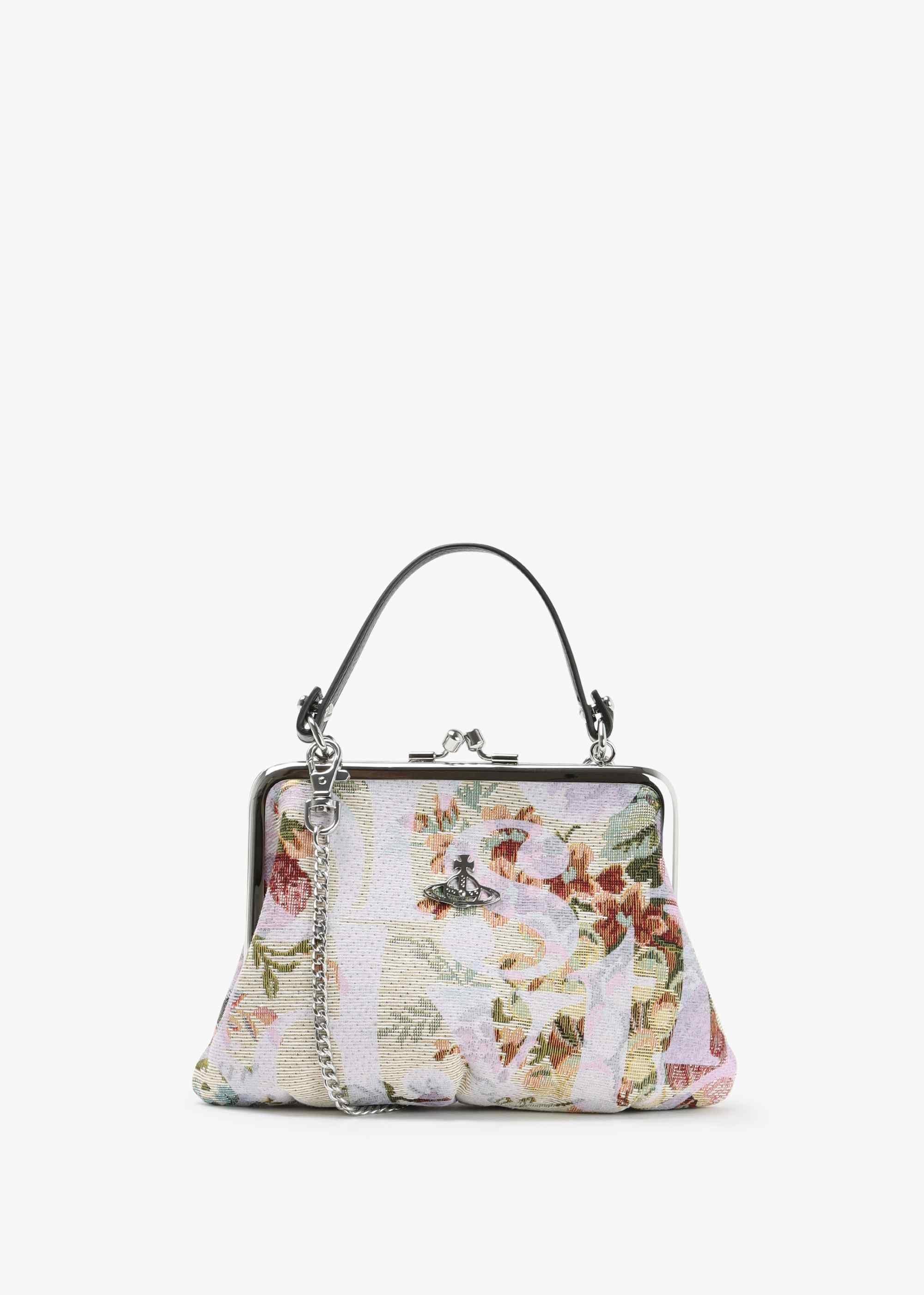 Vivienne Westwood Granny Frame Floral Fabric Purse With Chain in White ...