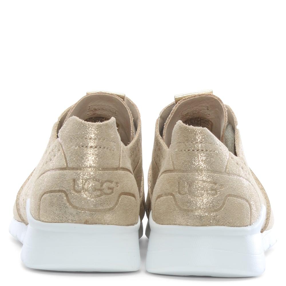 UGG Tye Stardust Gold Leather Metallic Sneakers | Lyst