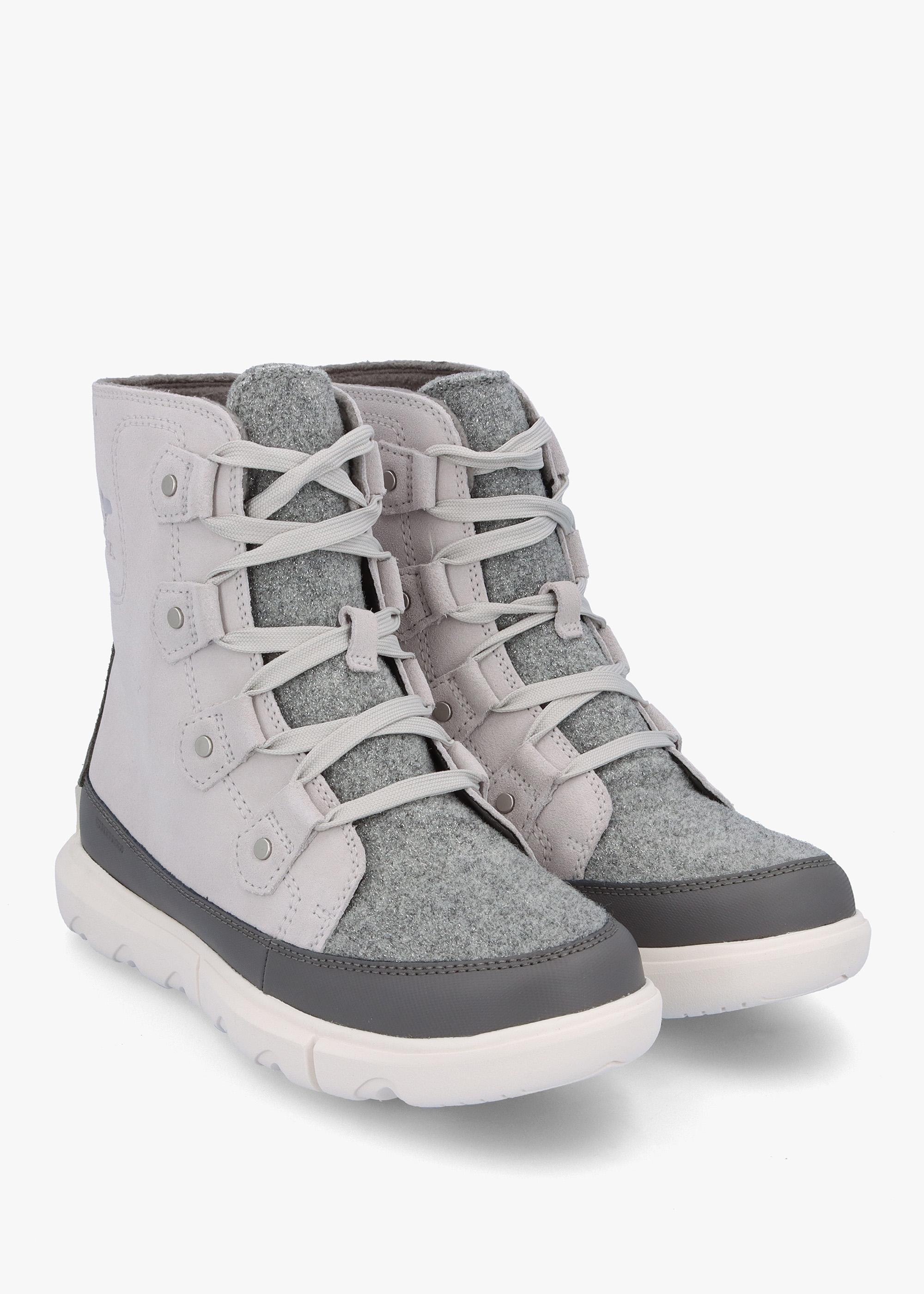 Sorel Explorer Next Joan Moonstone Sea Salt Suede Ankle Boots in