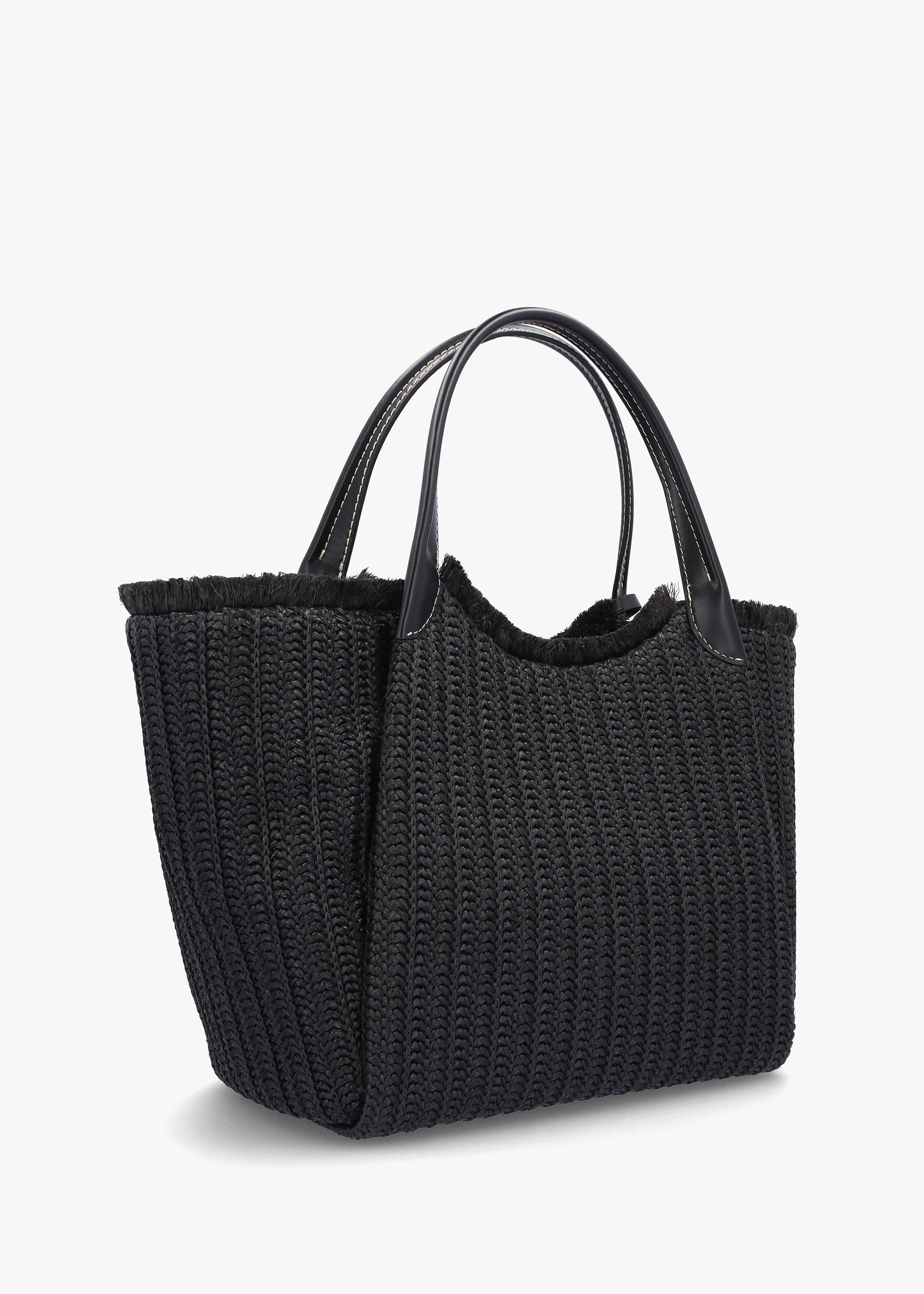 Black woven beach bag clearance
