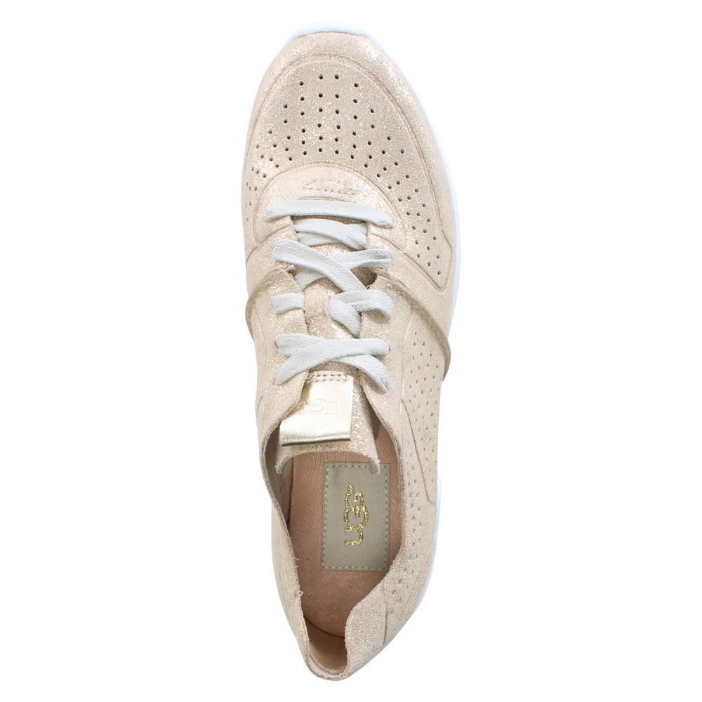 UGG Tye Stardust Gold Leather Metallic Sneakers | Lyst