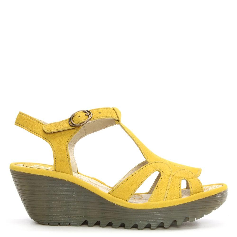wedge yellow sandals