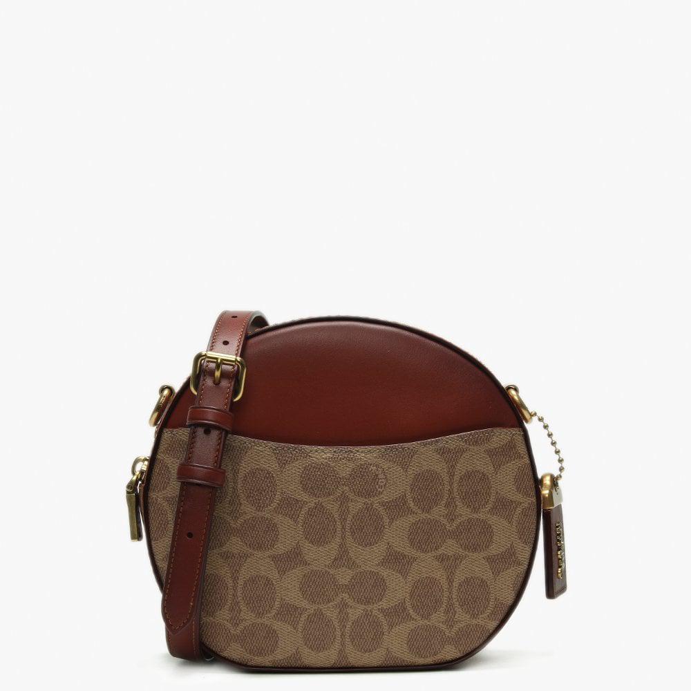 COACH Leather Canteen Tan & Rust Round Cross-body Bag in Brown - Lyst