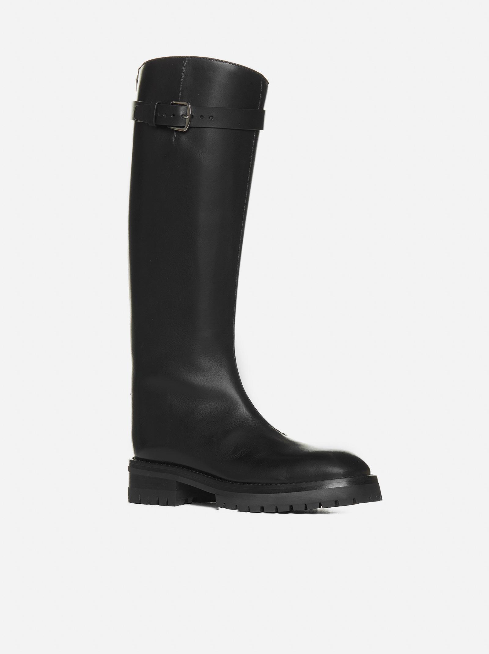 Ann Demeulemeester Nes Leather Riding Boots in Black | Lyst