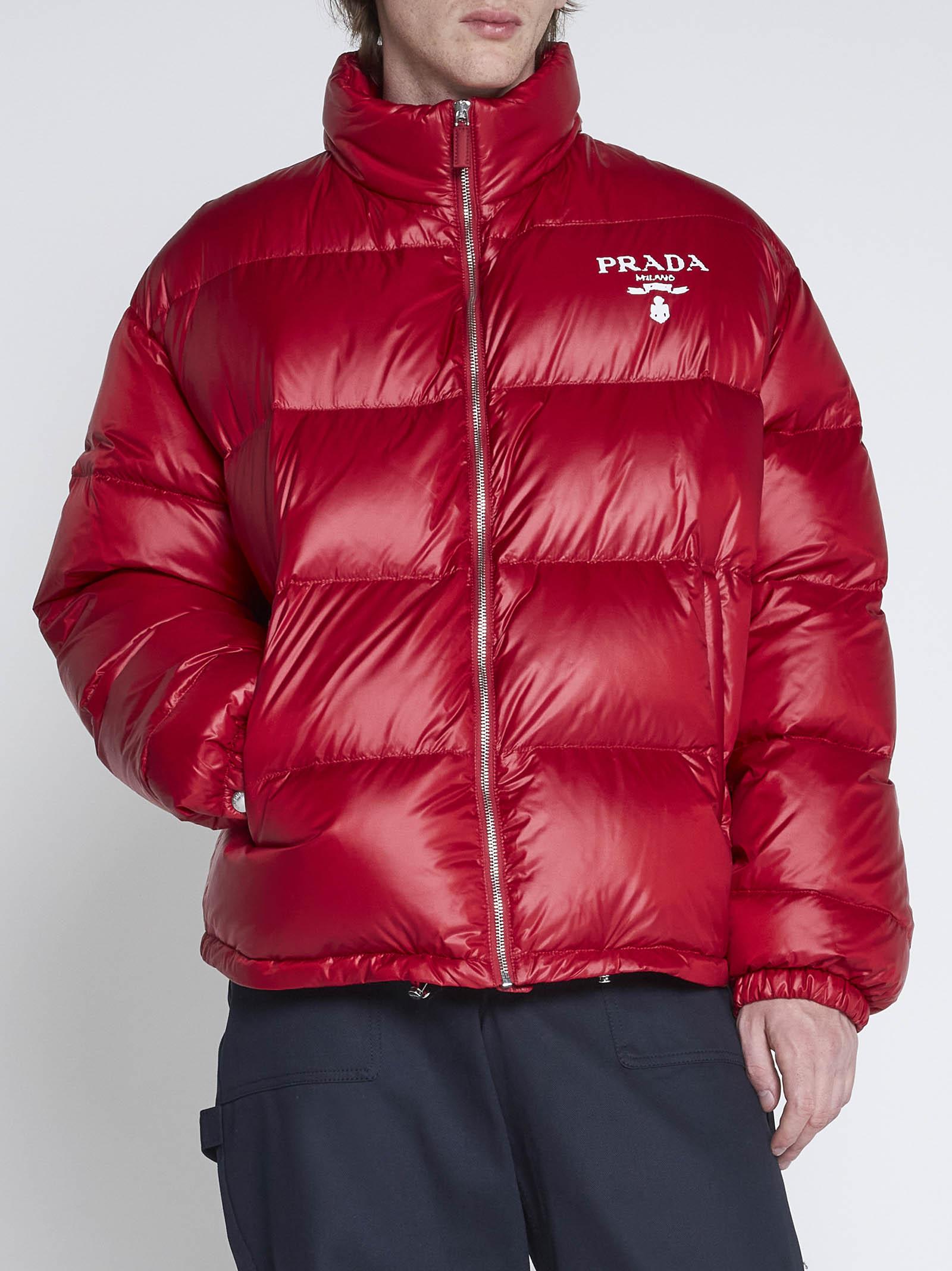 Prada Re-nylon Quilted Down Jacket in Red | Lyst