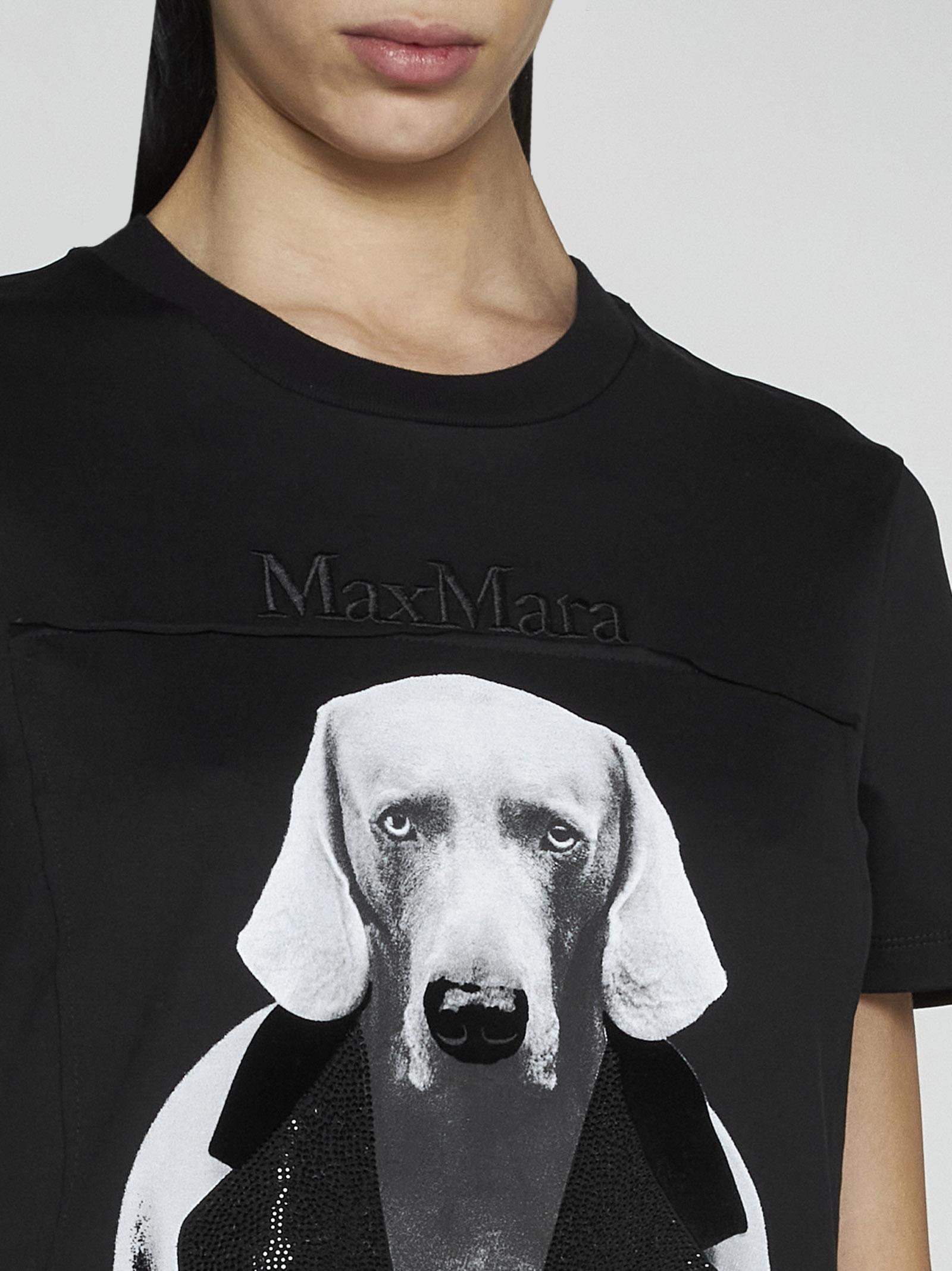 Max Mara Mm Dog Cotton T-shirt in Black | Lyst