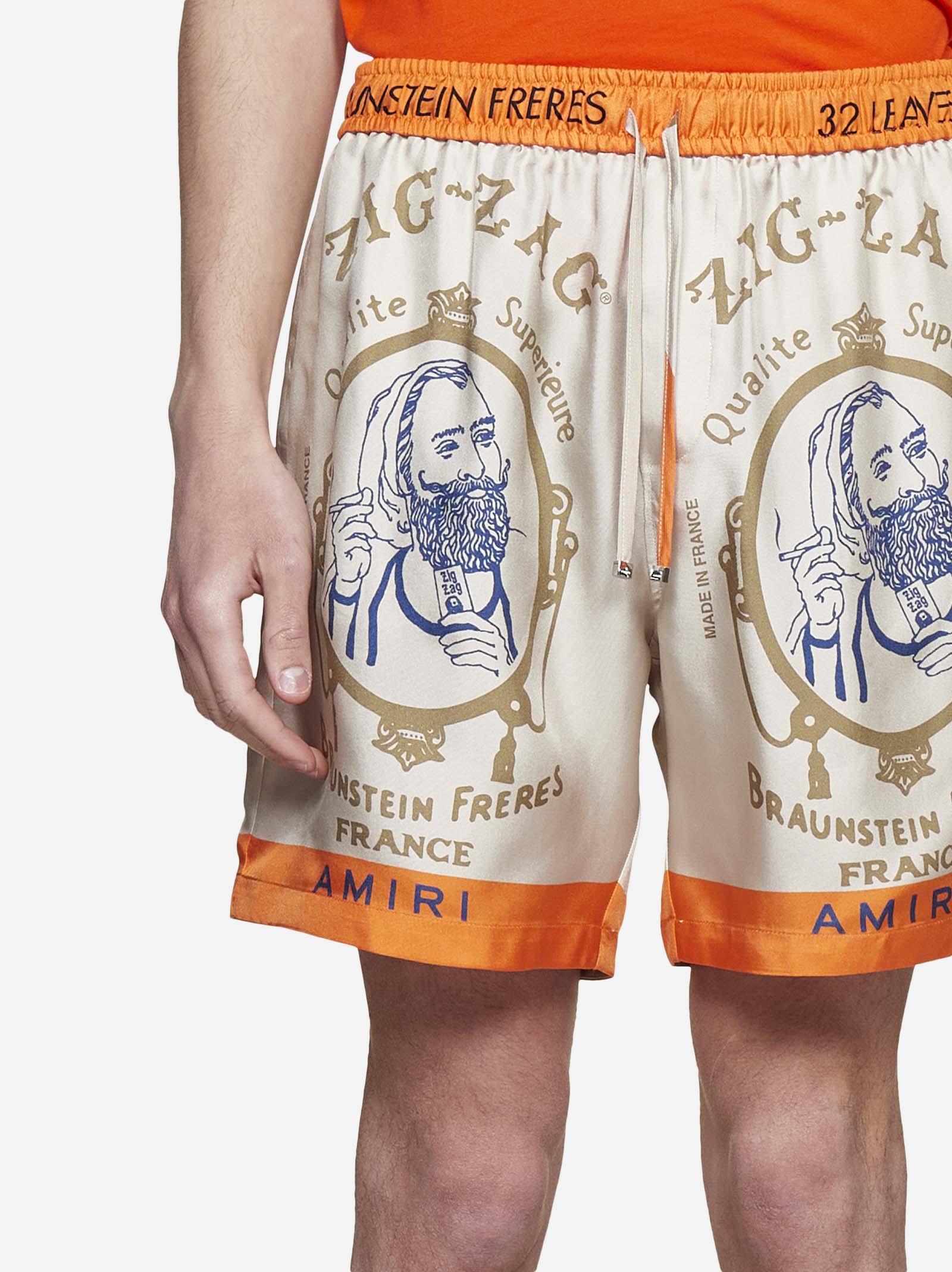 Amiri Zig-zag Silk Shorts in Orange | Lyst