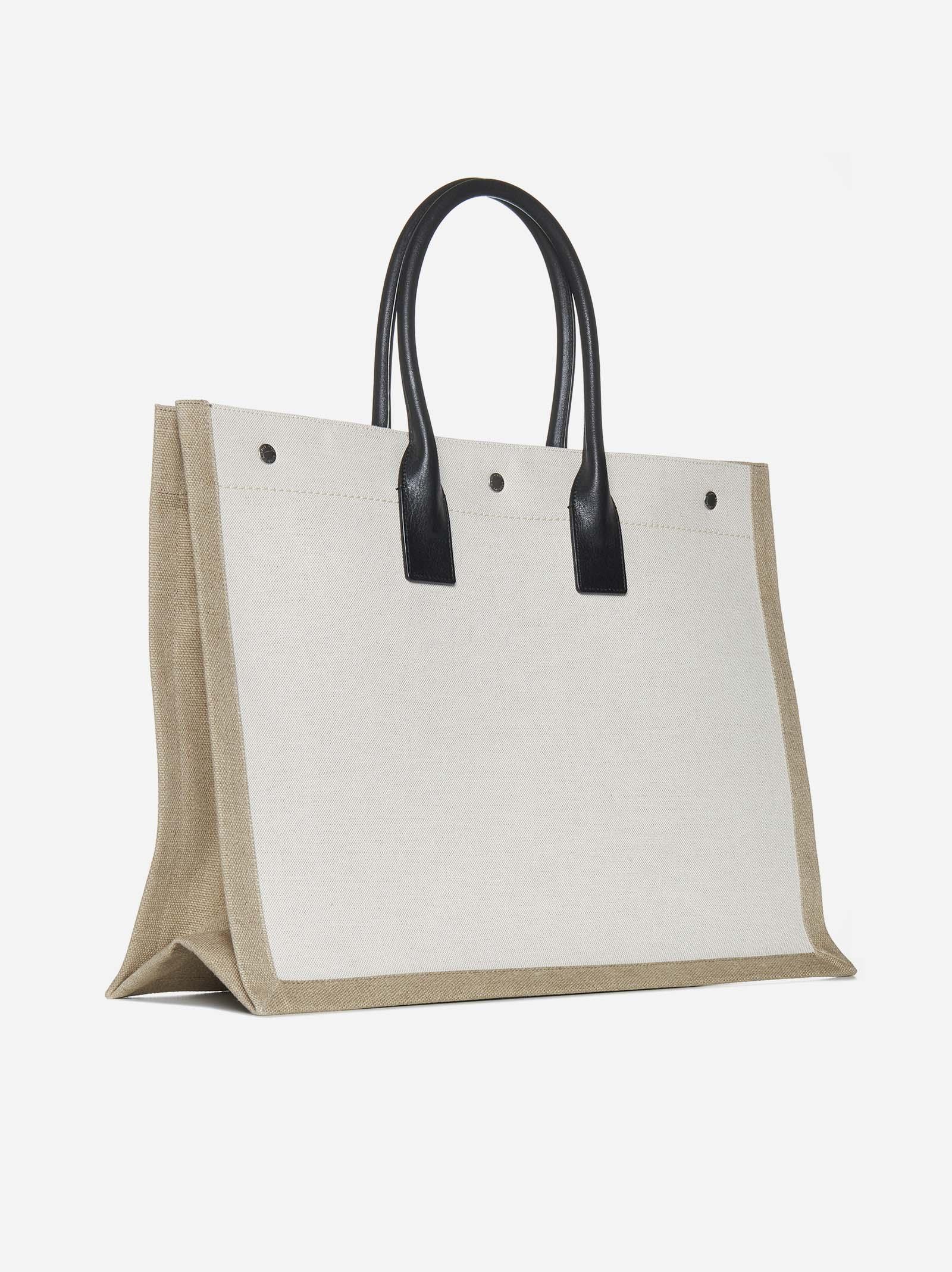 Saint Laurent Rive Gauche Cotton And Linen Tote Bag in Natural for