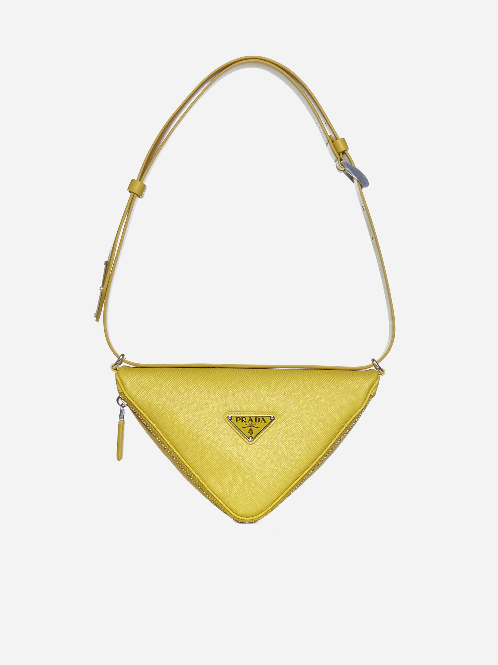Prada Saffiano Leather Triangle Bag in White | Lyst