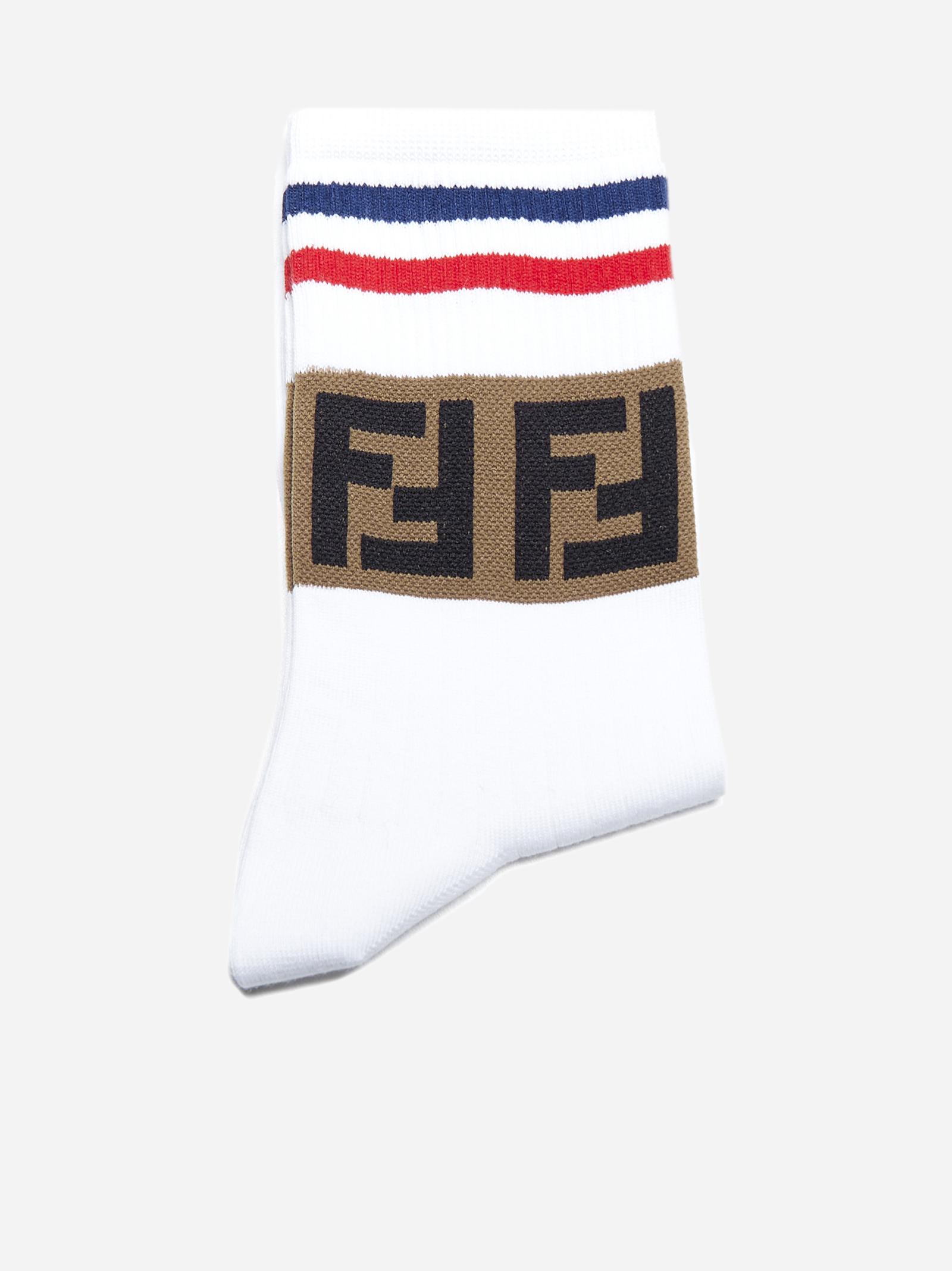 Fendi Ff Logo Cotton Stretch Socks Lyst