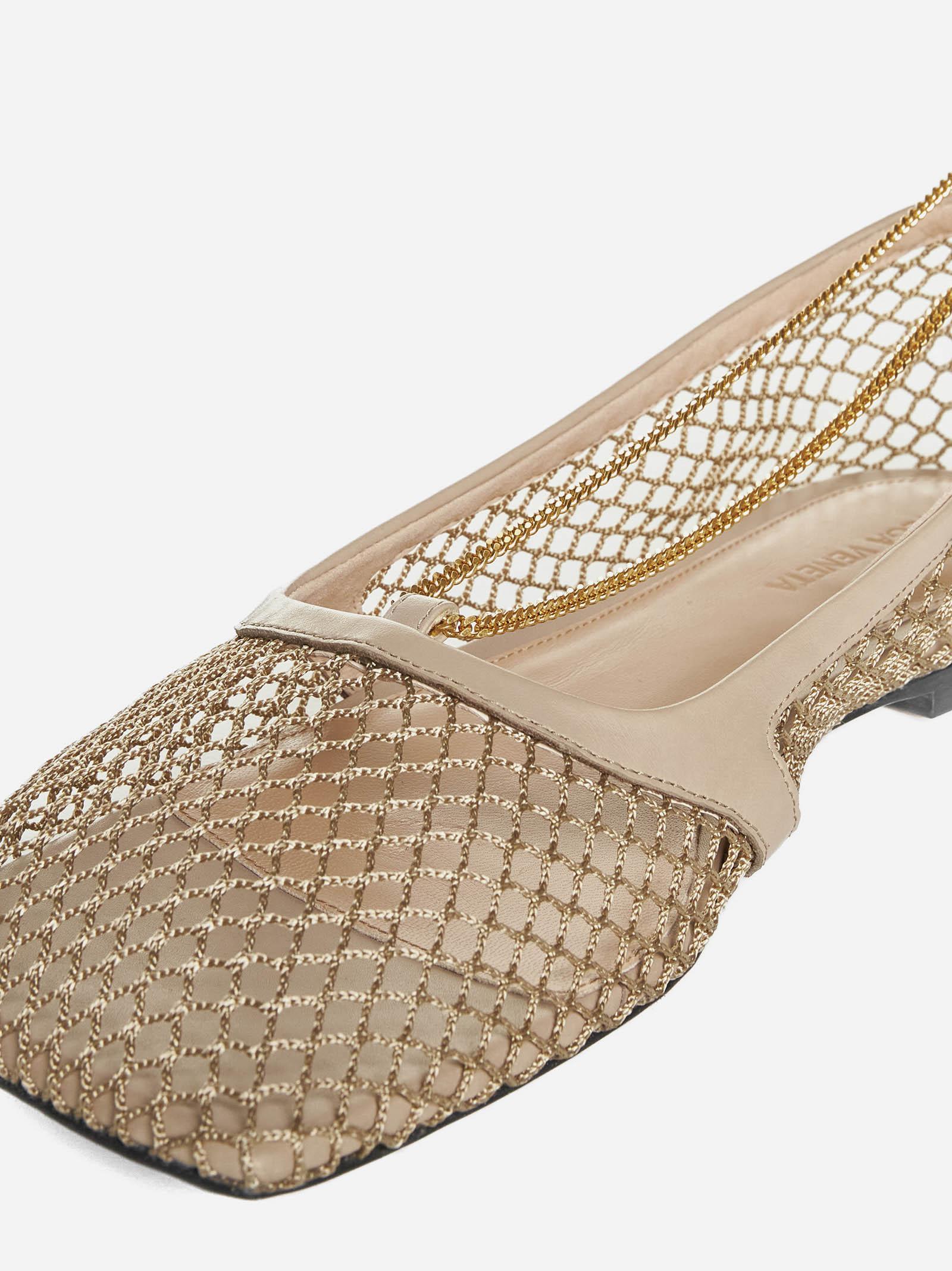 Bottega Veneta Stretch Leather And Mesh Ballet Flats in Natural | Lyst