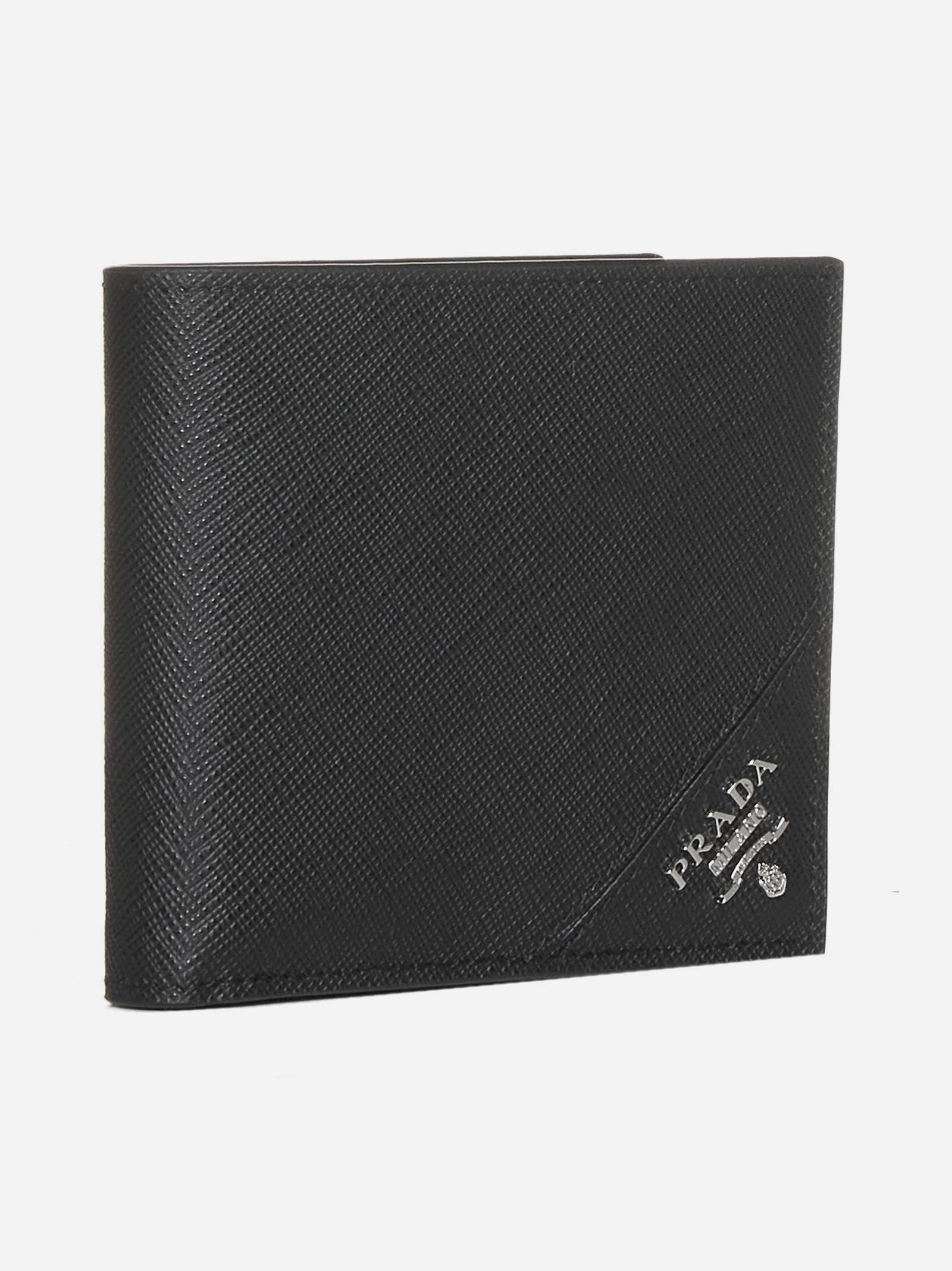 Prada Saffiano Leather Bifold Wallet in Black for Men | Lyst