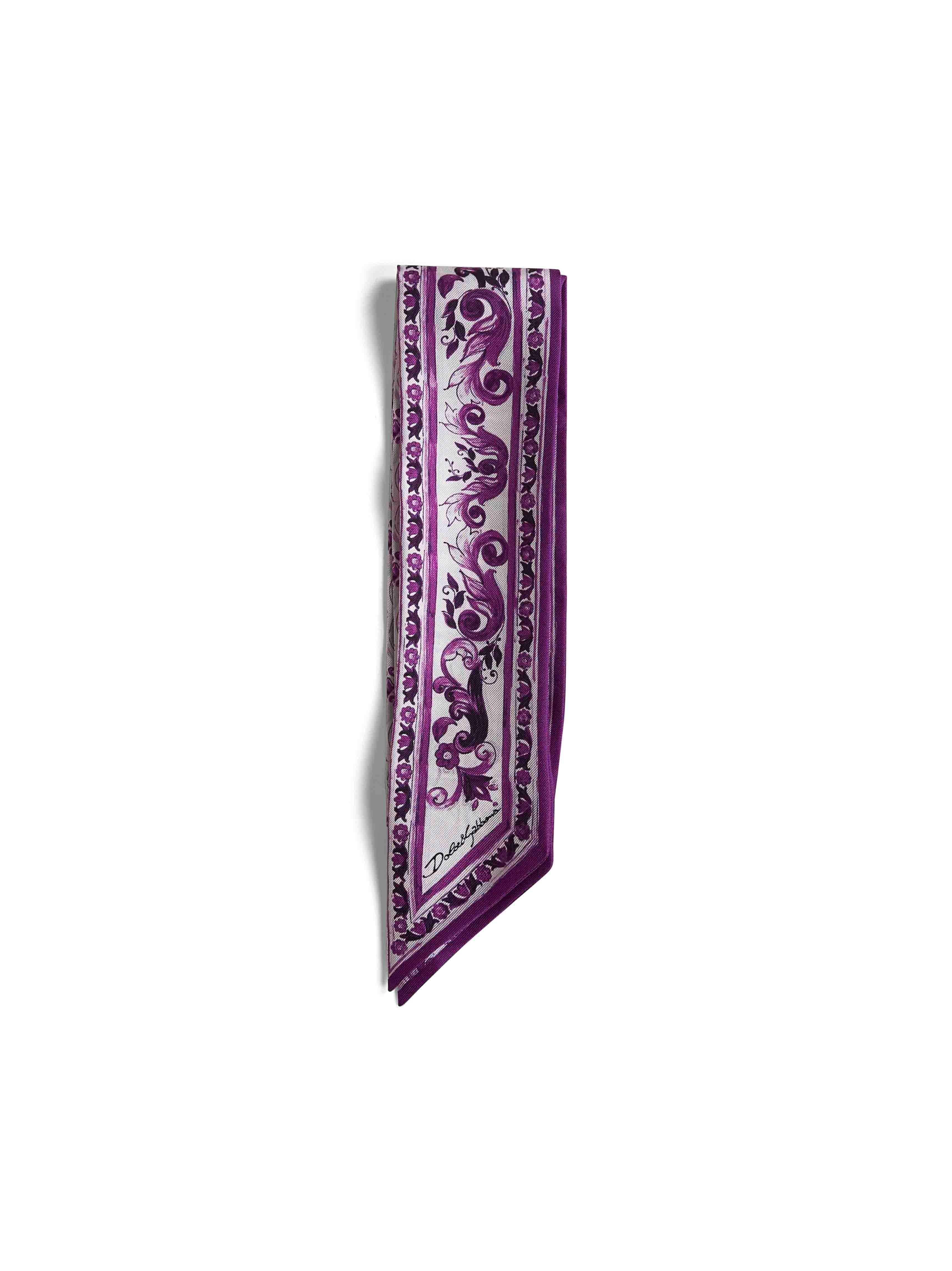Dolce & Gabbana Silk Twill Maiolica Print Bandeau in Purple