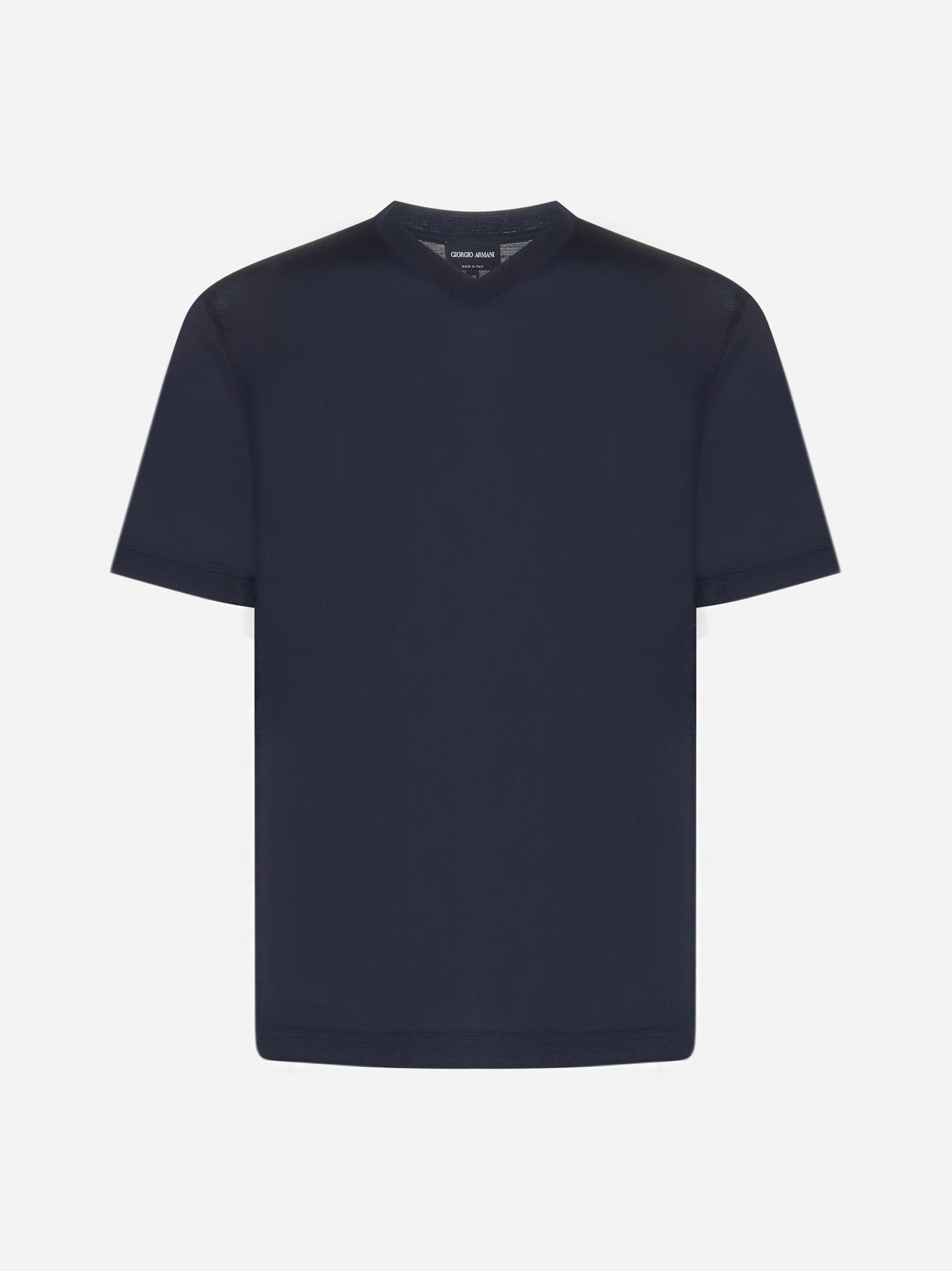 Giorgio Armani Viscose And Silk T-shirt in Blue for Men | Lyst