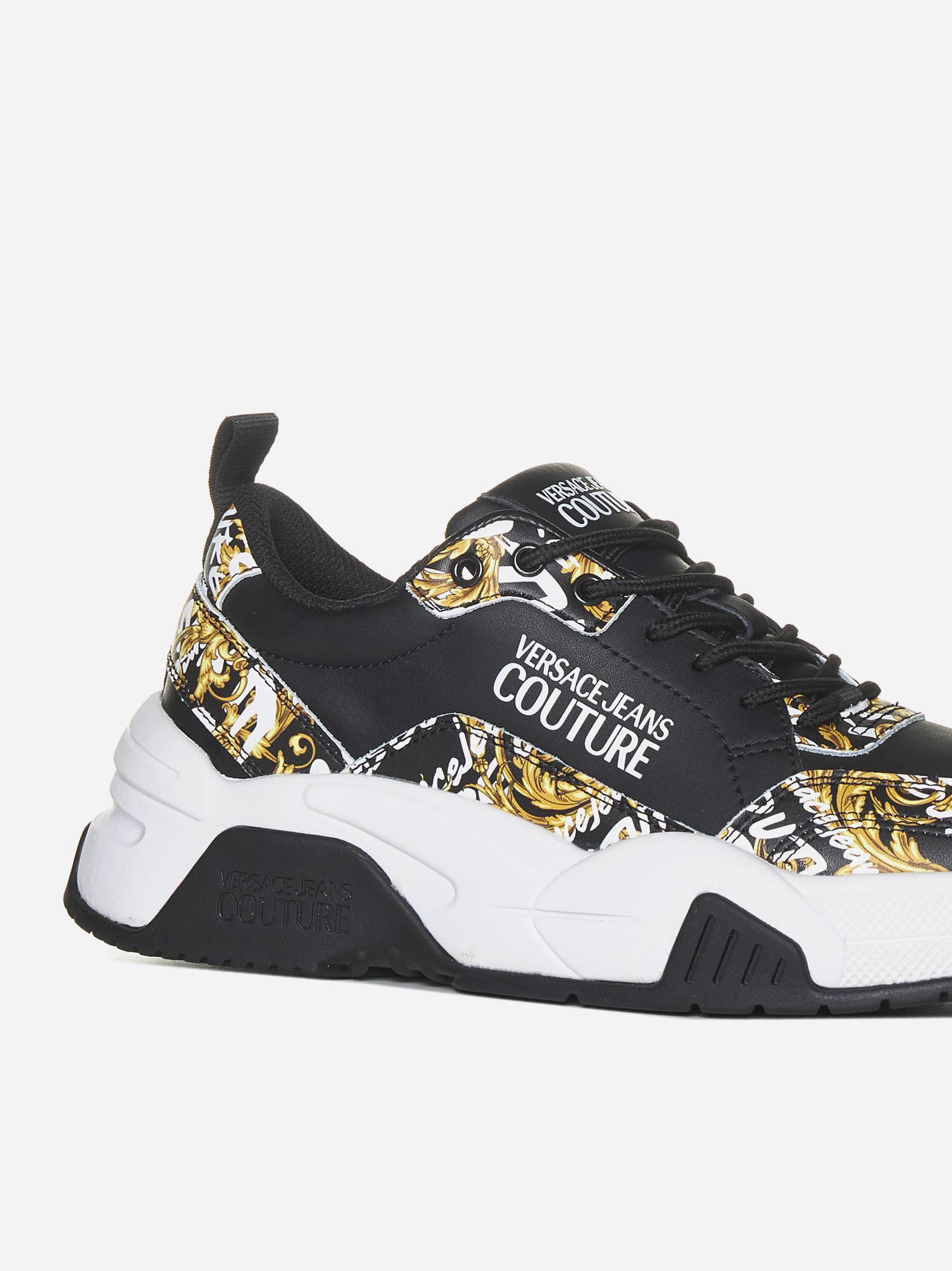 Versace Jeans Couture Barocco Print Leather Sneakers | Lyst