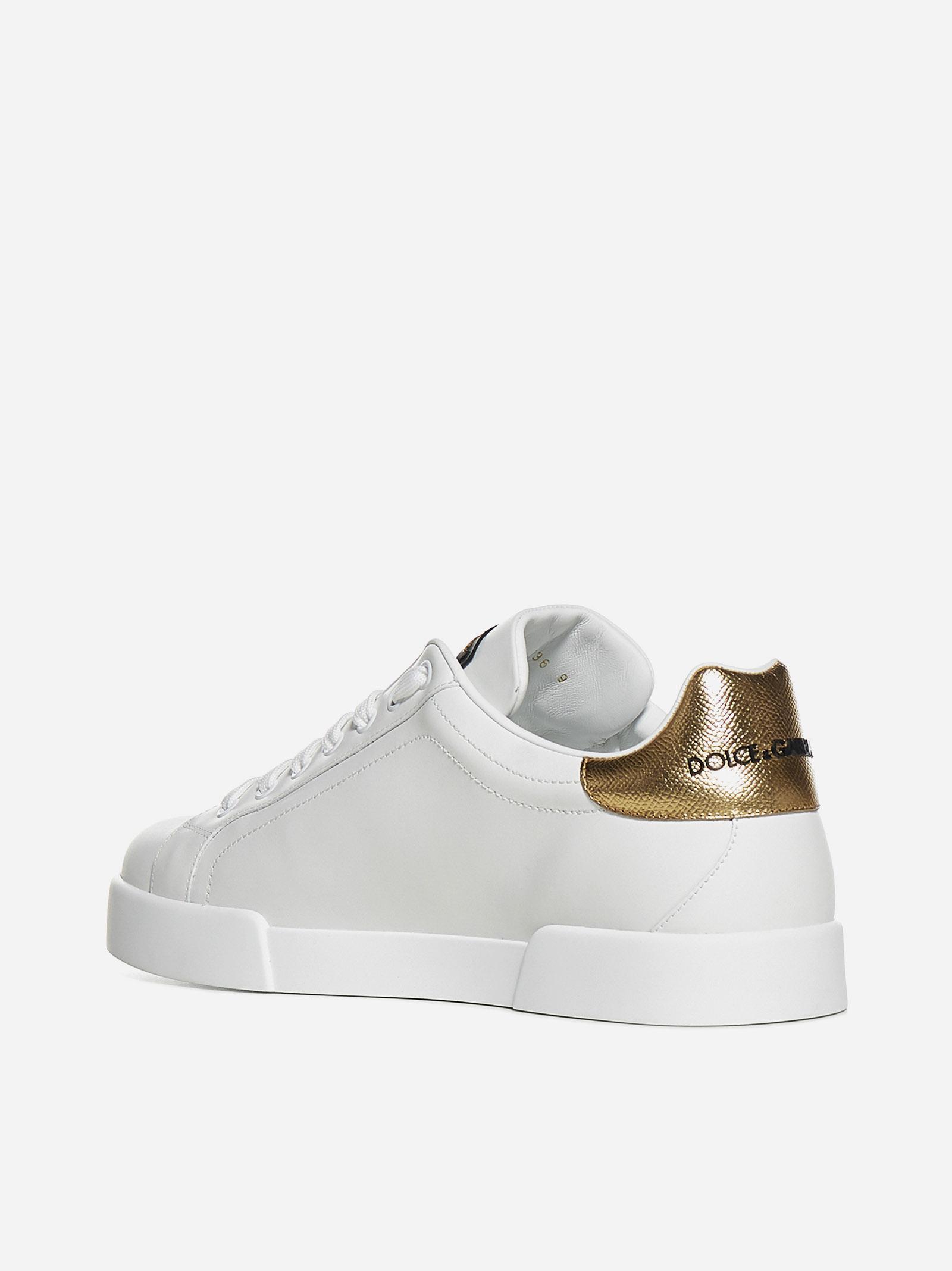 Dolce & Gabbana Portofino Logo-patch Leather Sneakers in White for Men |  Lyst