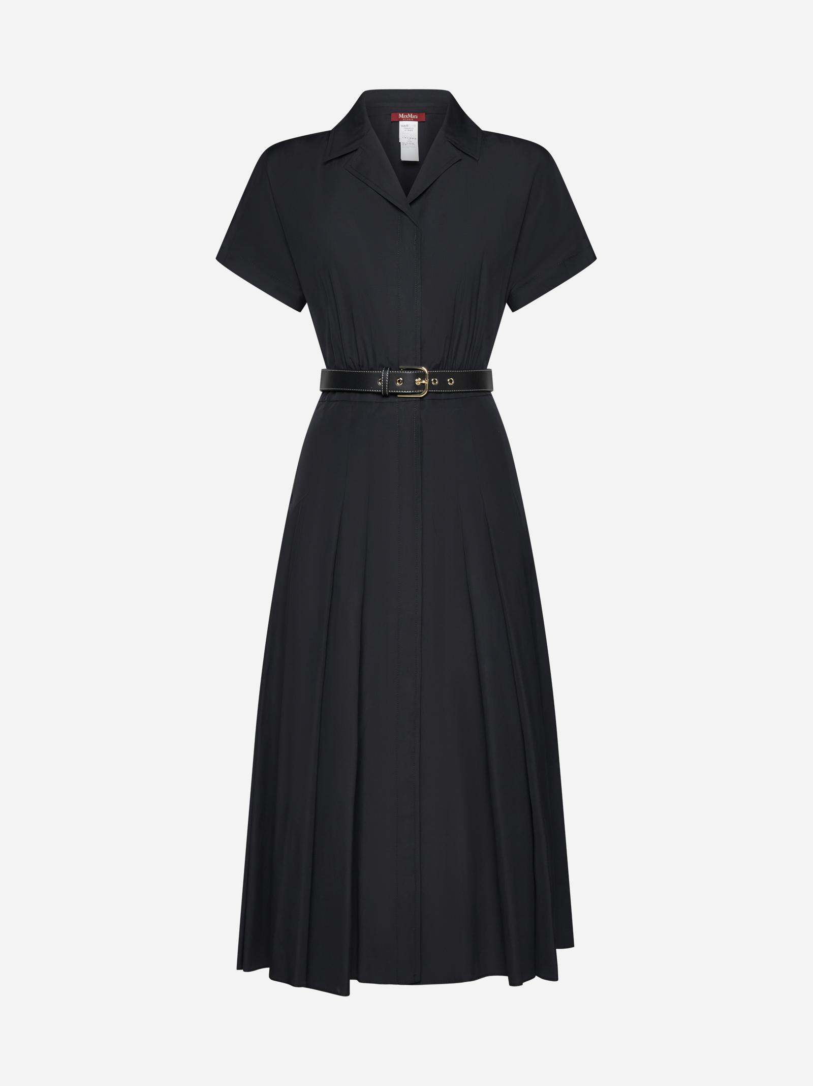 Max Mara Slam Belted Cotton Midi Dress in Black | Lyst