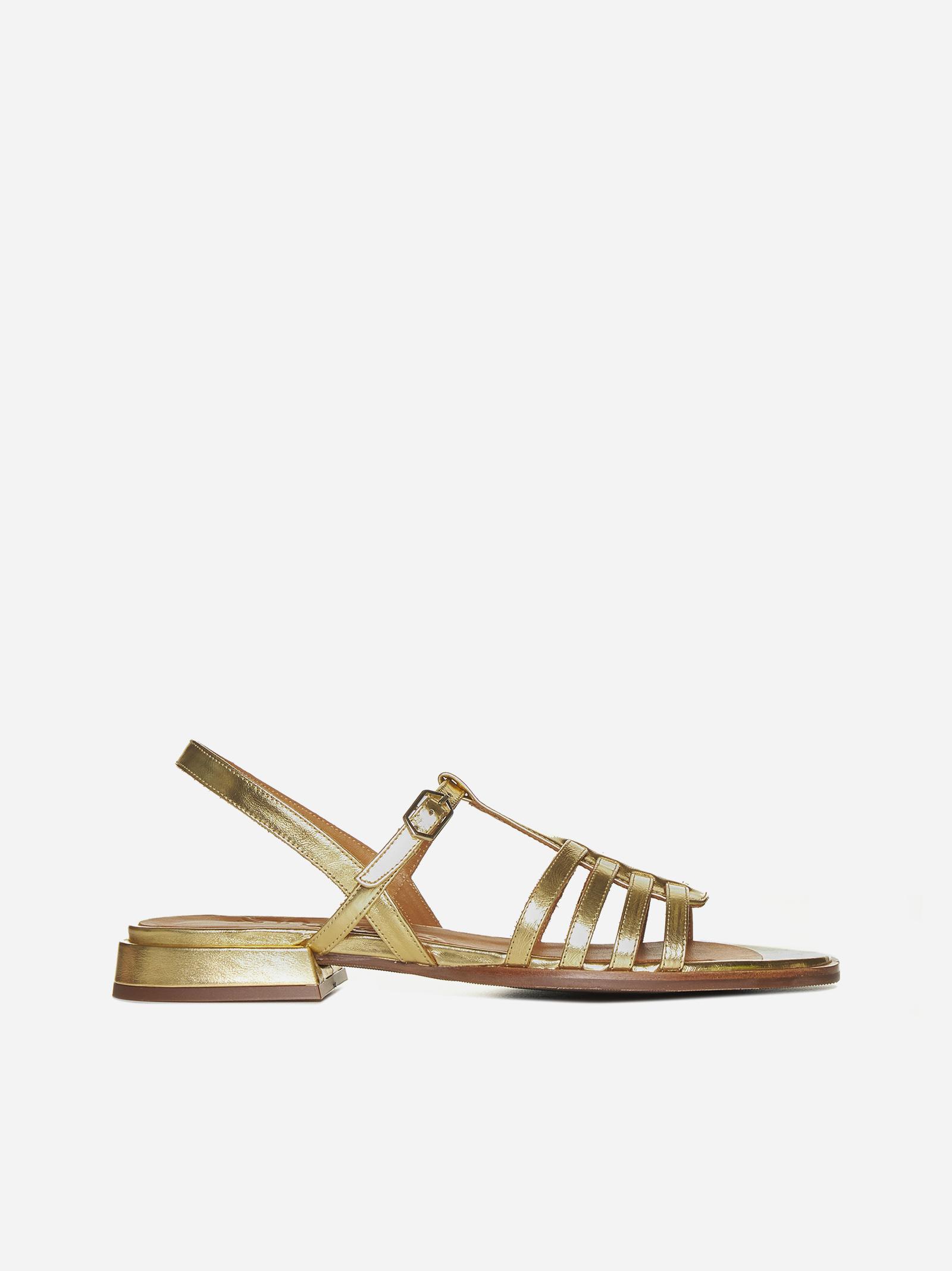 Chie Mihara Wifi Laminated Leather Sandals in Natural | Lyst