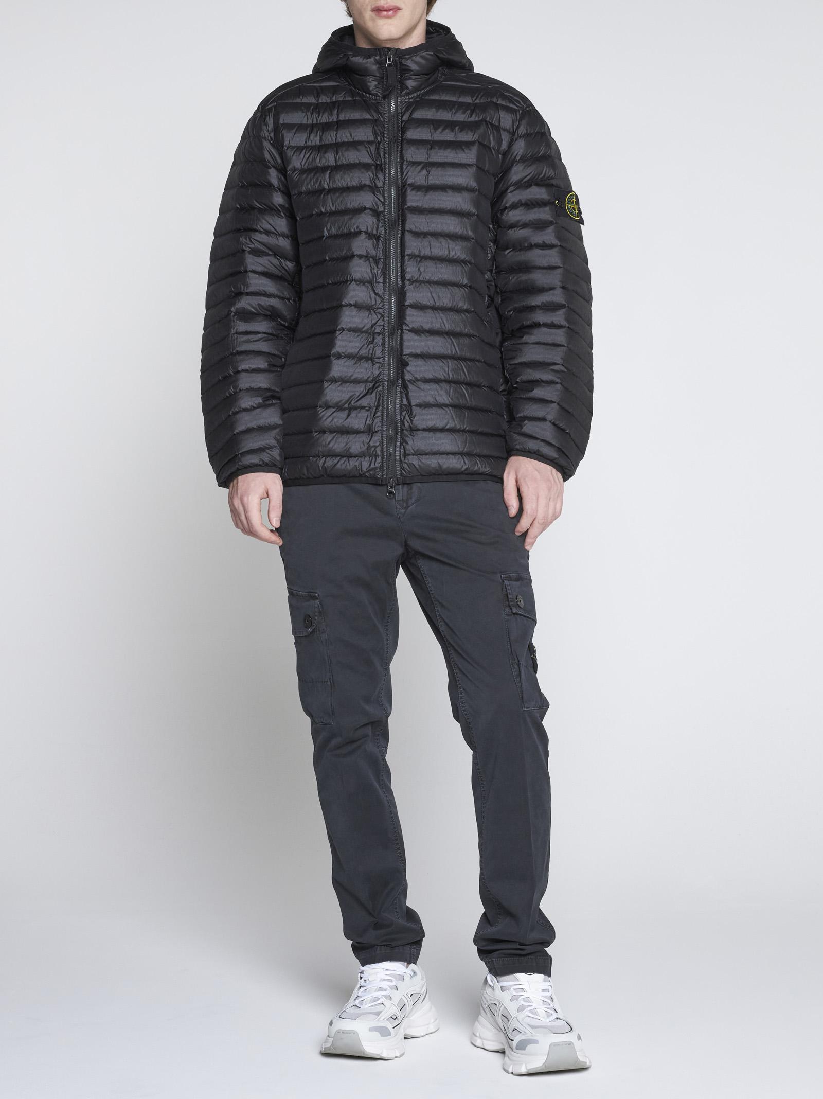 Stone Island Hooded Quilted Nylon Down Jacket in Black for Men | Lyst