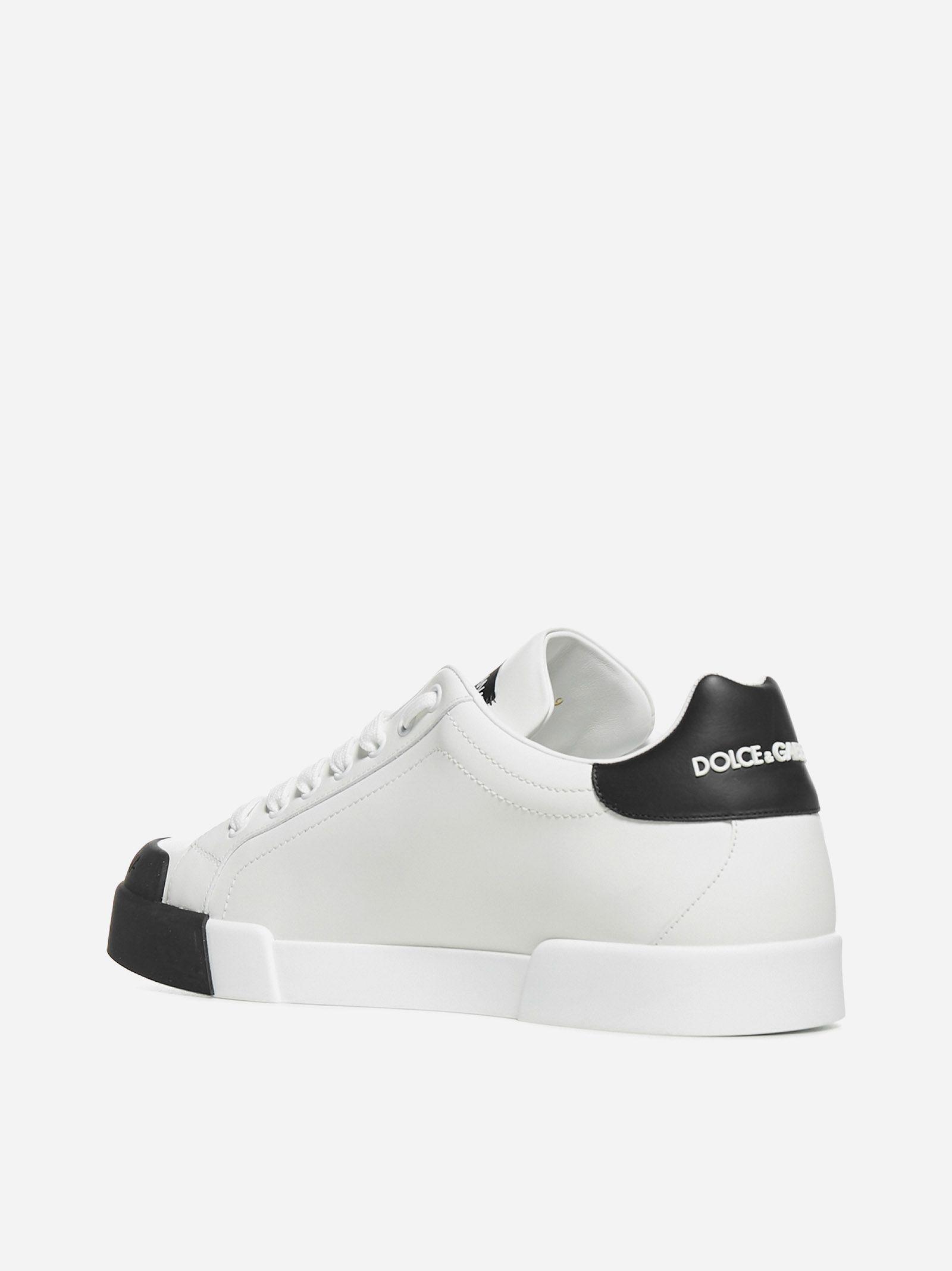 【関税&送料込】Dolce & Gabbana White Nappa Leather Portofin Dolce & Gabbana White Leather Logo Portofino Sneaker Men's
