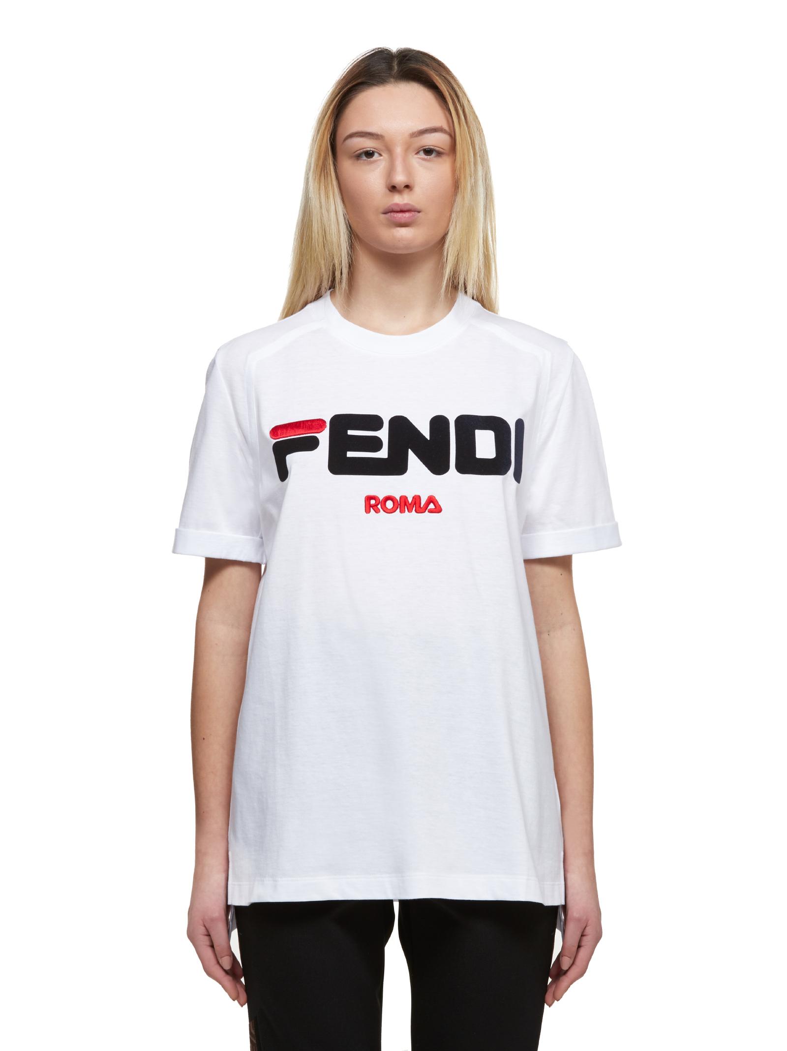 Fendi Cotton Fila T-shirt in White - Lyst