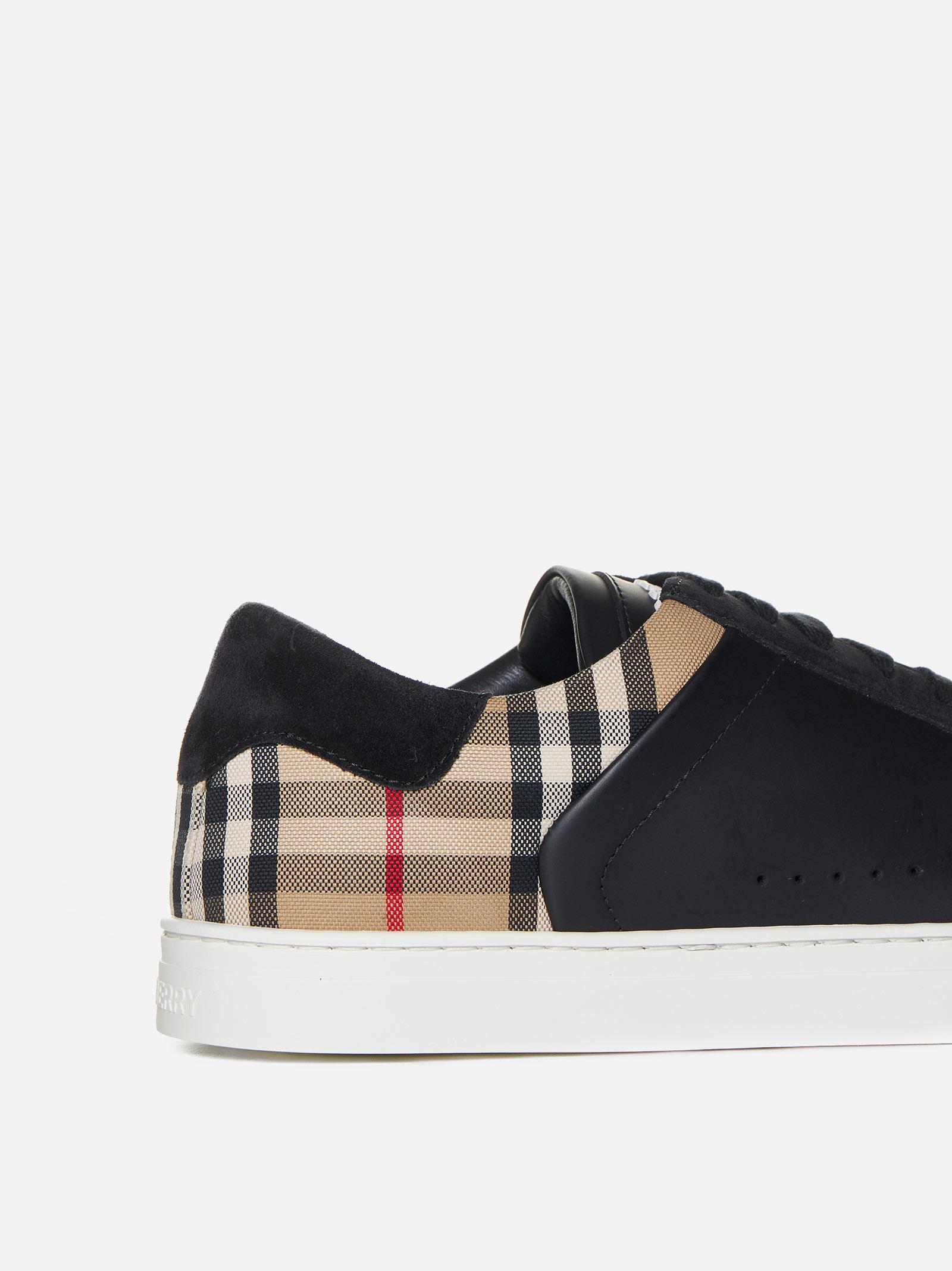 Burberry Stevie Check Canvas And Leather Sneakers in White for Men Lyst UK