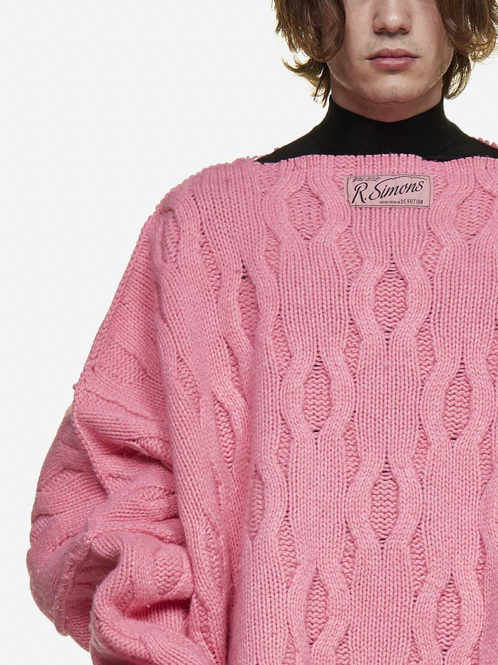 Raf Simons Oversized Cable-knit Mohair Sweater in Pink for Men | Lyst