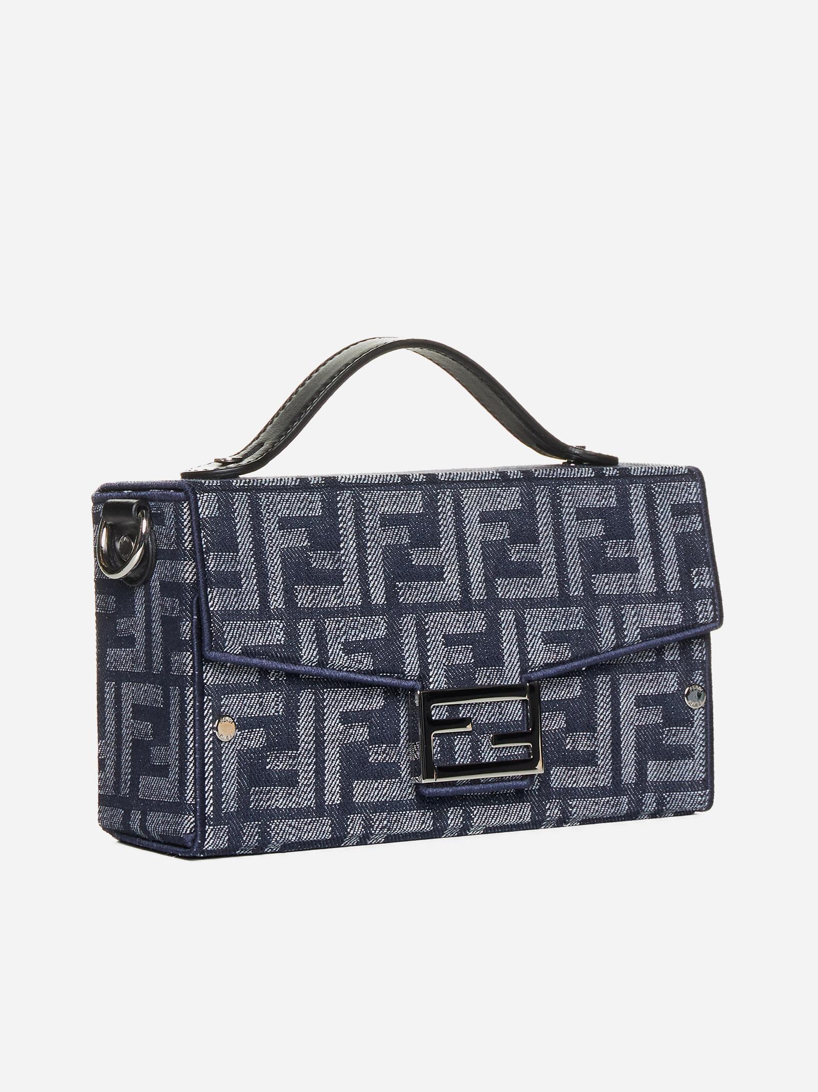 Fendi Baguette Mini Jacquard FF Fabric Bag Brown in Fabric with