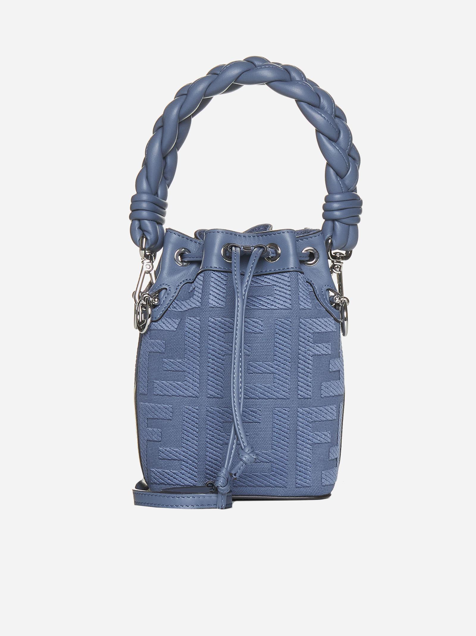 Fendi Mini Mon Tresor Bucket Bag with Woven Handle In FF Motif