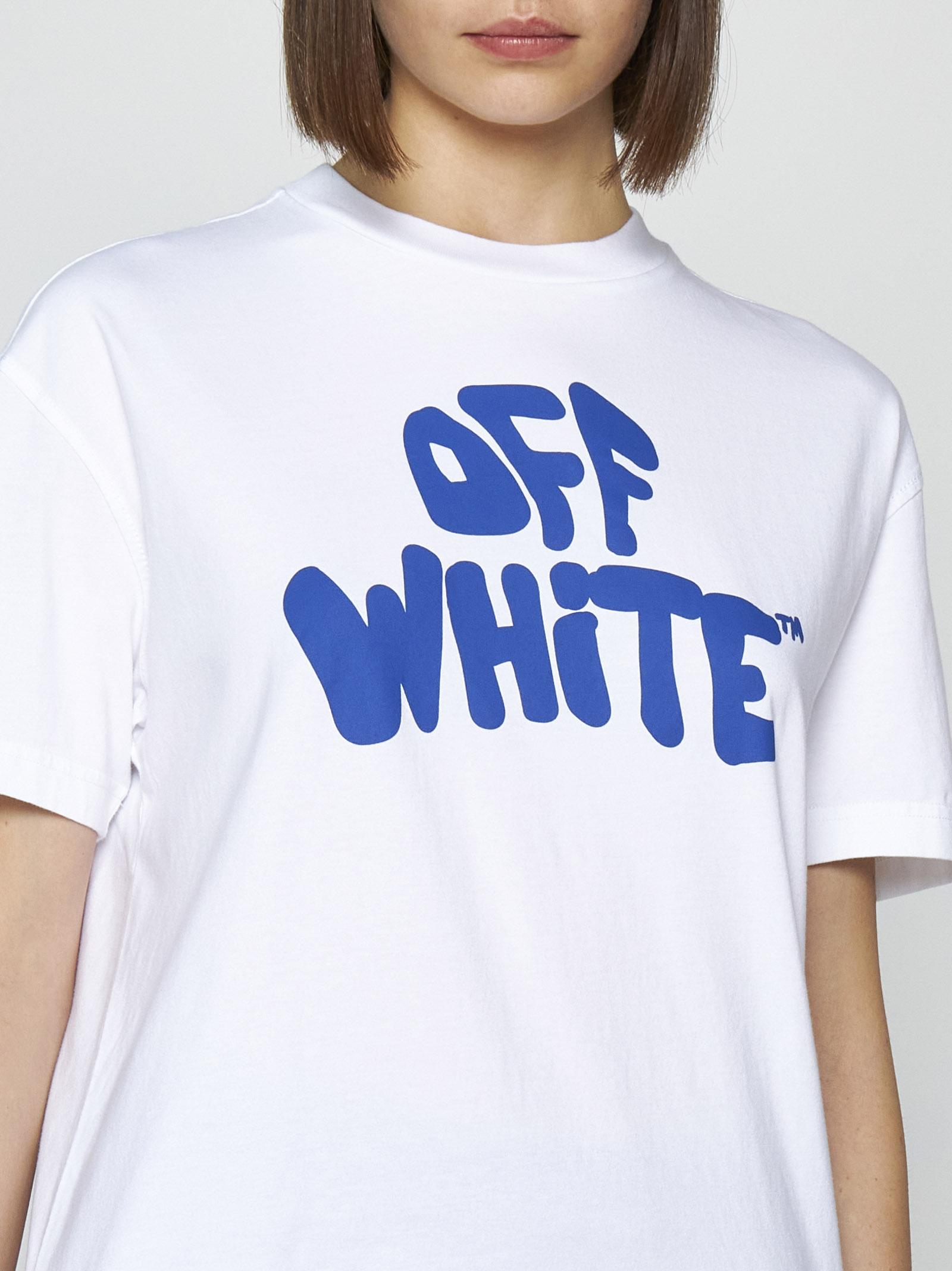 Off White c o Virgil Abloh 70s Type Logo Cotton T shirt in Blue Lyst