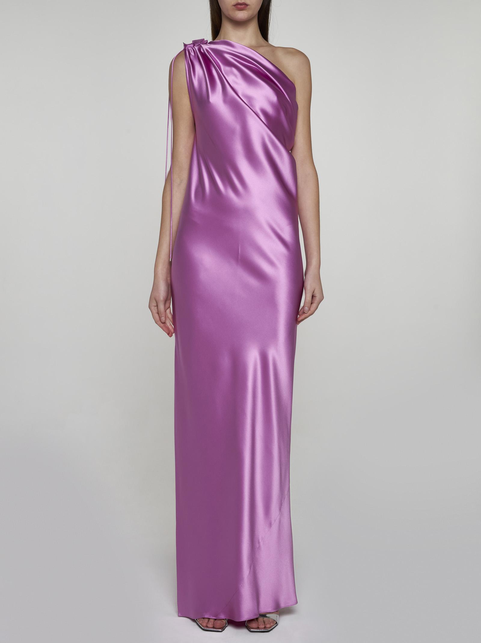 Max Mara Opera Silk One-shoulder Long Dress in Purple | Lyst