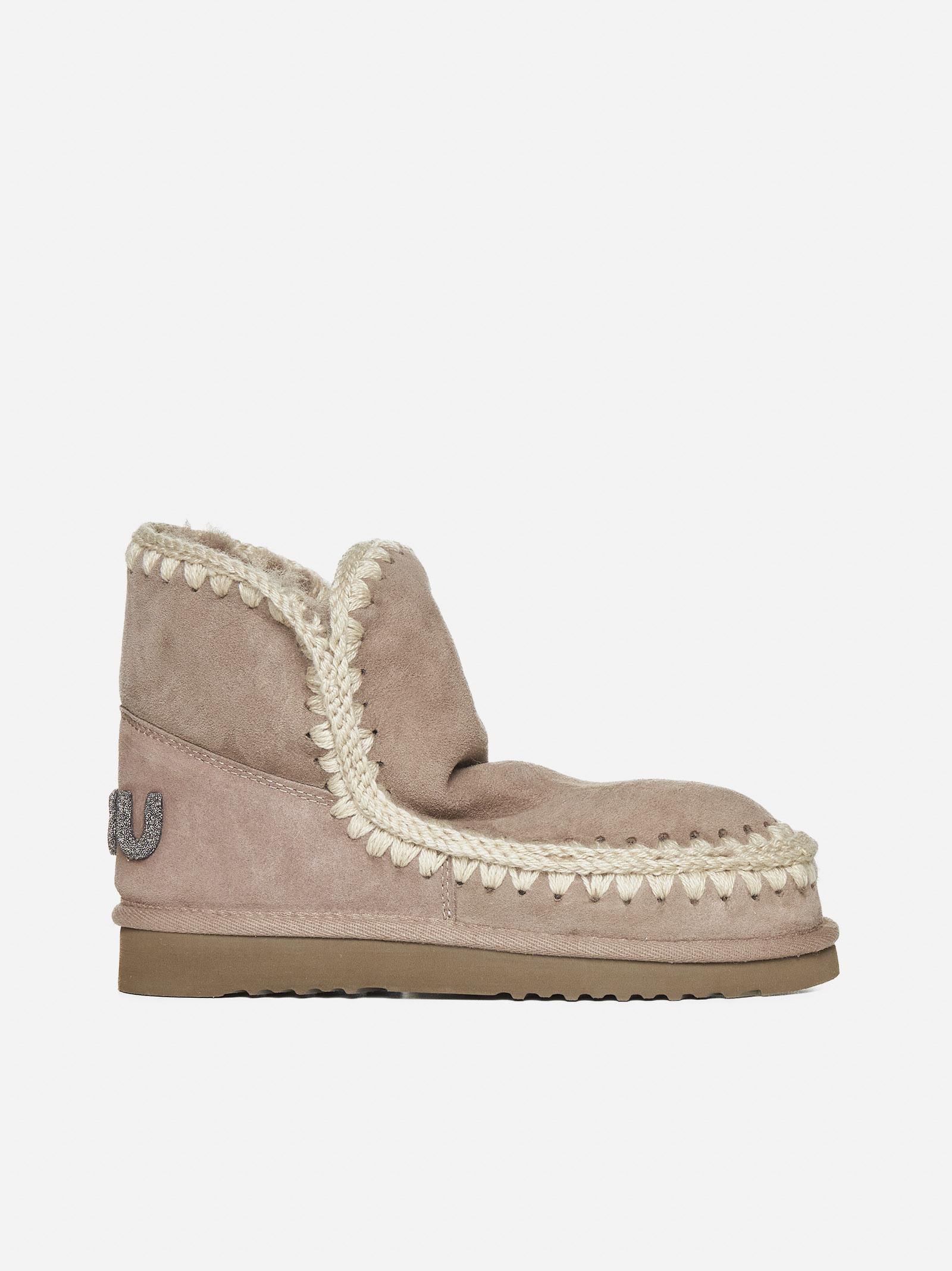 Mou Eskimo Logo Suede And Shearling Ankle Boots in Natural | Lyst