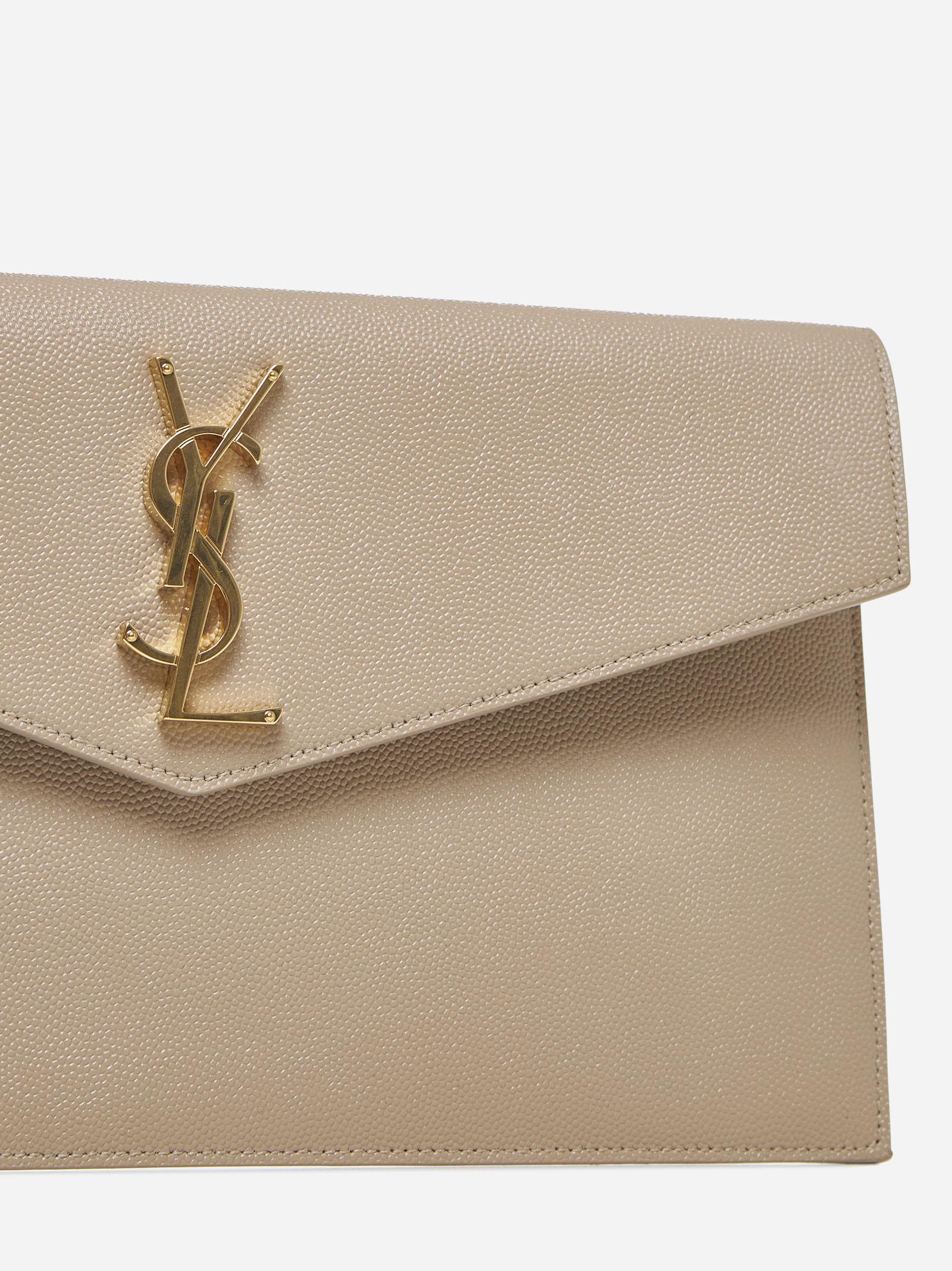 Saint Laurent Uptown Small Leather Clutch Bag in Natural Lyst UK