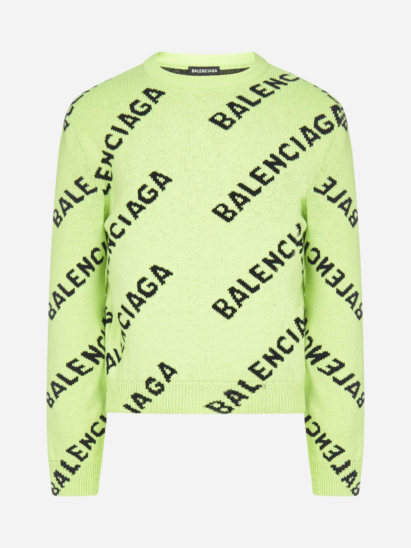 balenciaga logo wool sweater