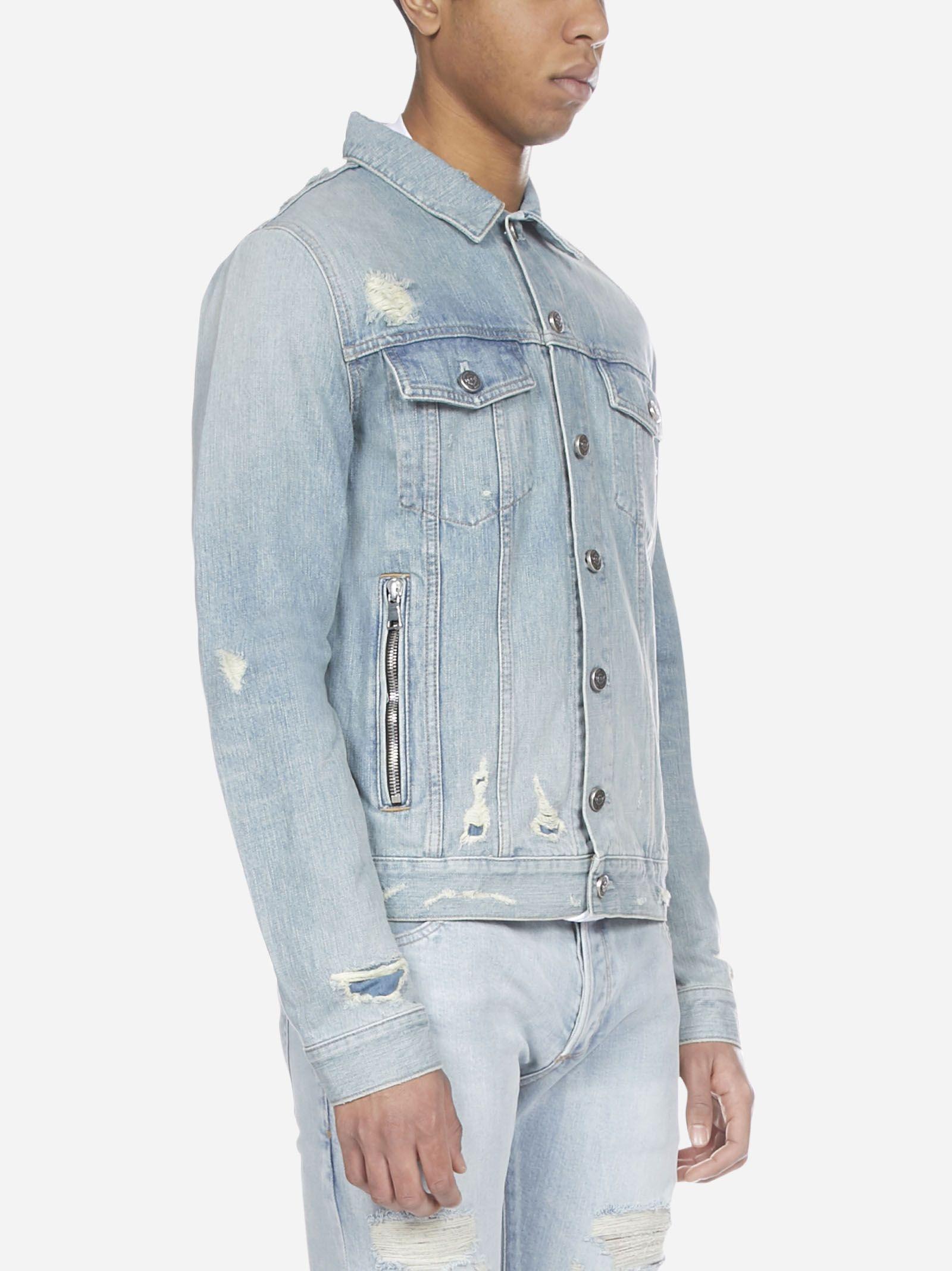 balmain distressed denim jacket