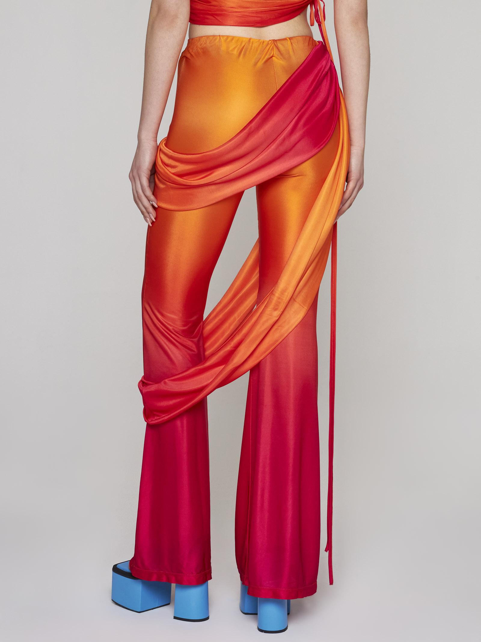 ANDREADAMO Draped Bands Jersey Flared Trousers in Orange | Lyst
